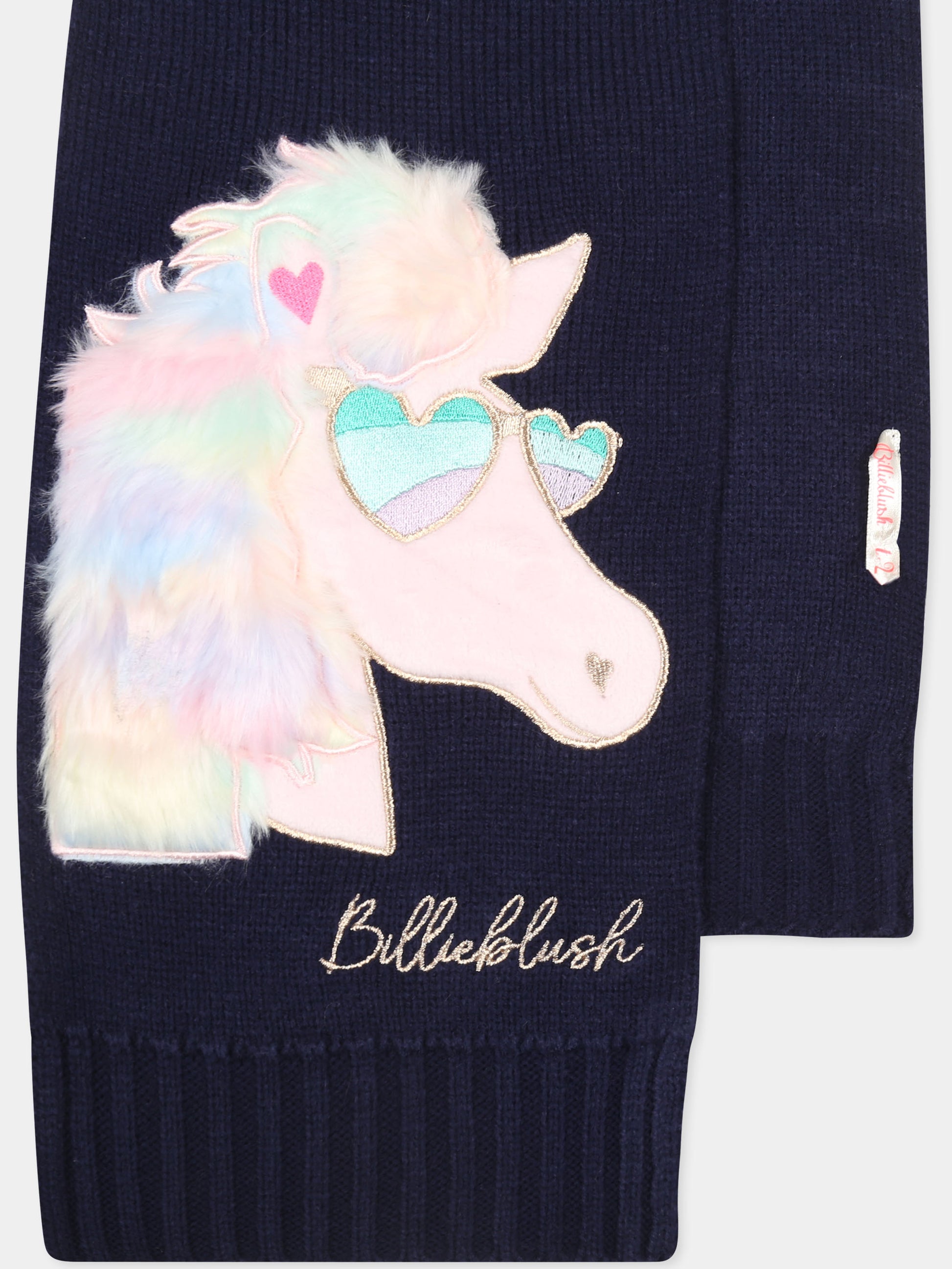 Sciarpa blu per bambina con pegaso,Billieblush,U20597 85T