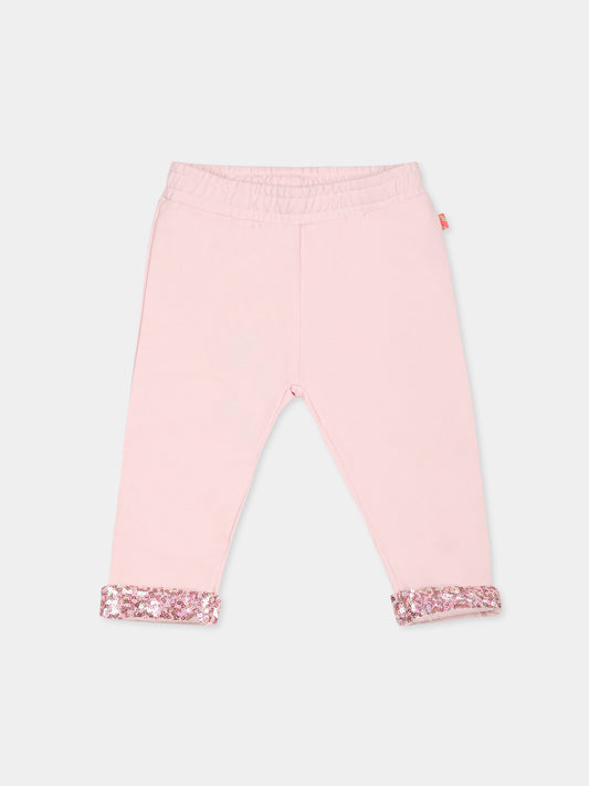 Pantaloni rosa per neonata con paillettes,Billieblush,U20533 44L