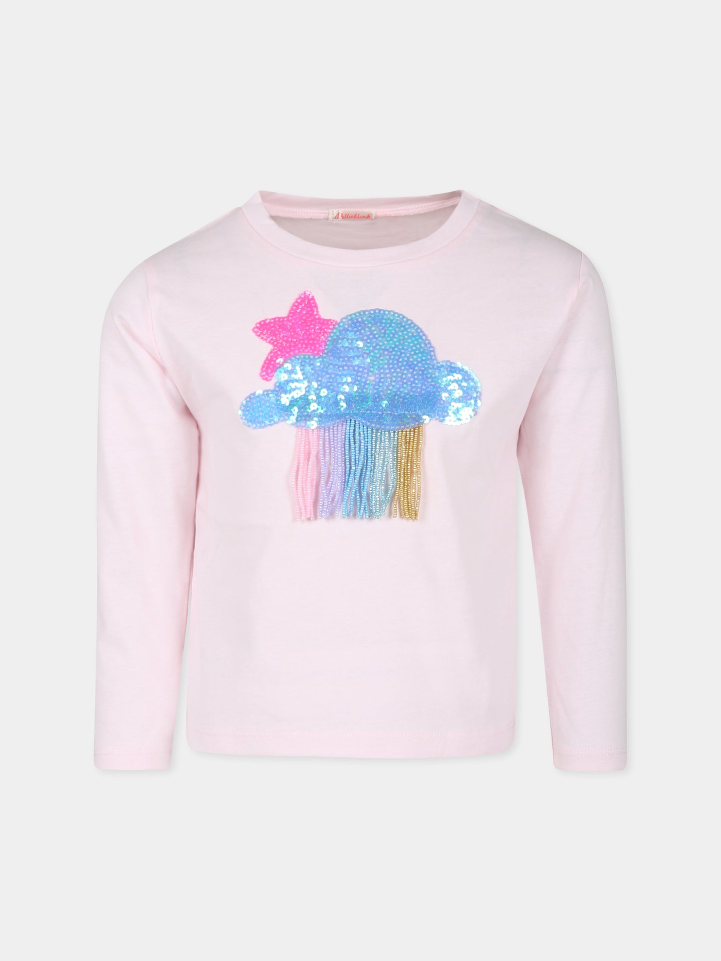 T-shirt rosa per bambina con nuvola,Billieblush,U20645 44L