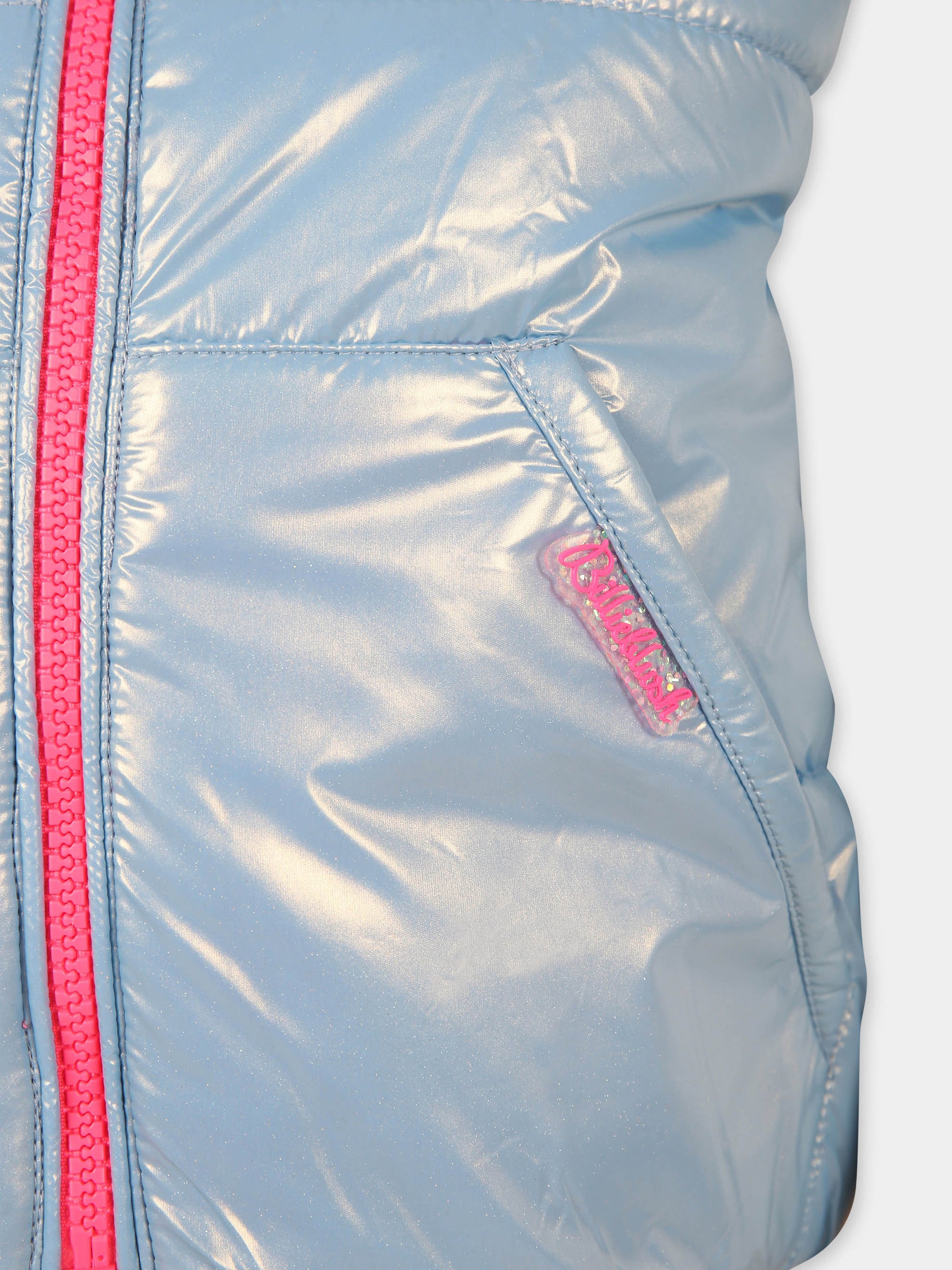 Gilet celeste per bambina con logo,Billieblush,U20518 80R