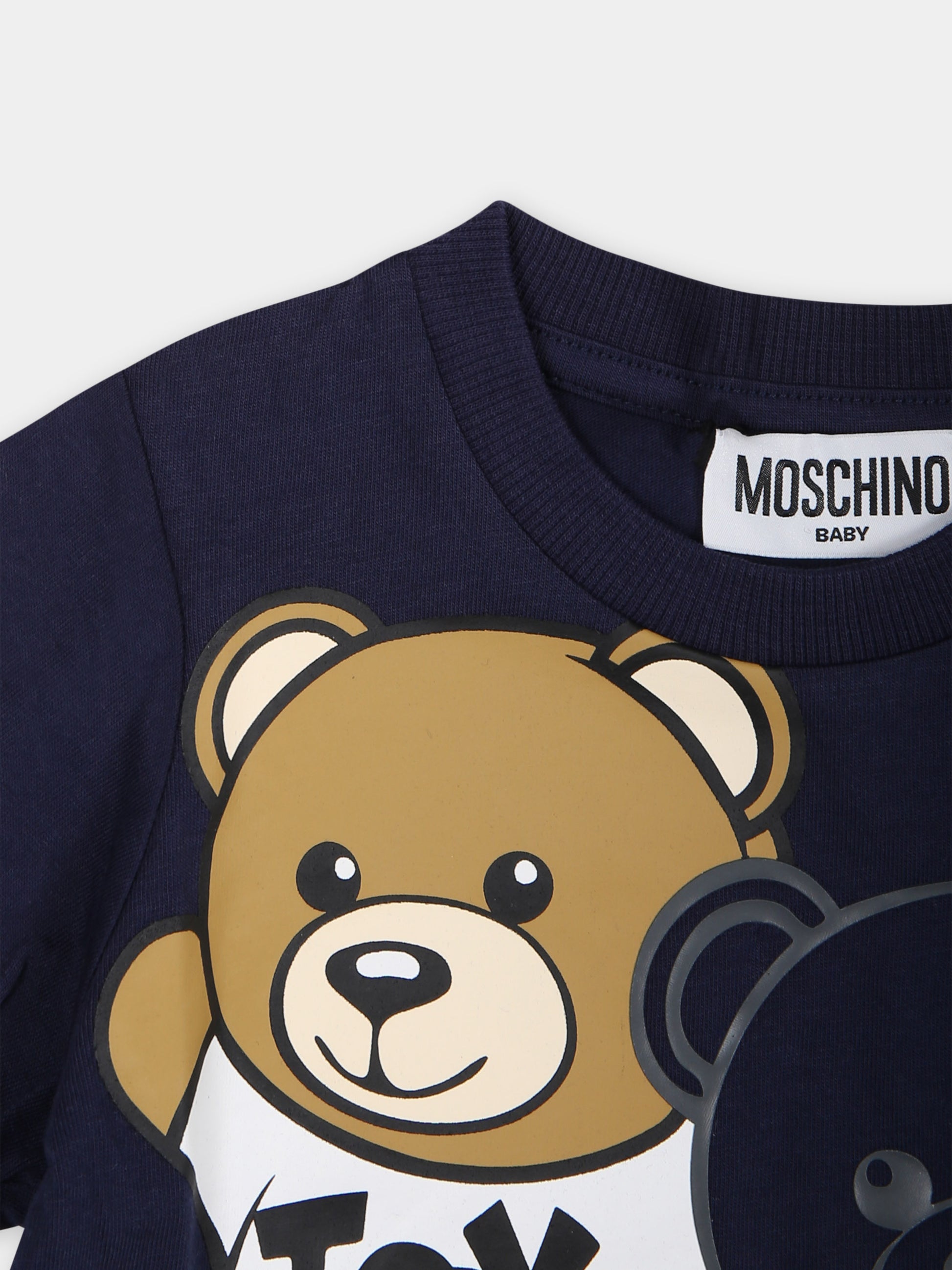T-shirt blu per bambini con Teddy Bears,Moschino Kids,MPM032 LAA20 40016