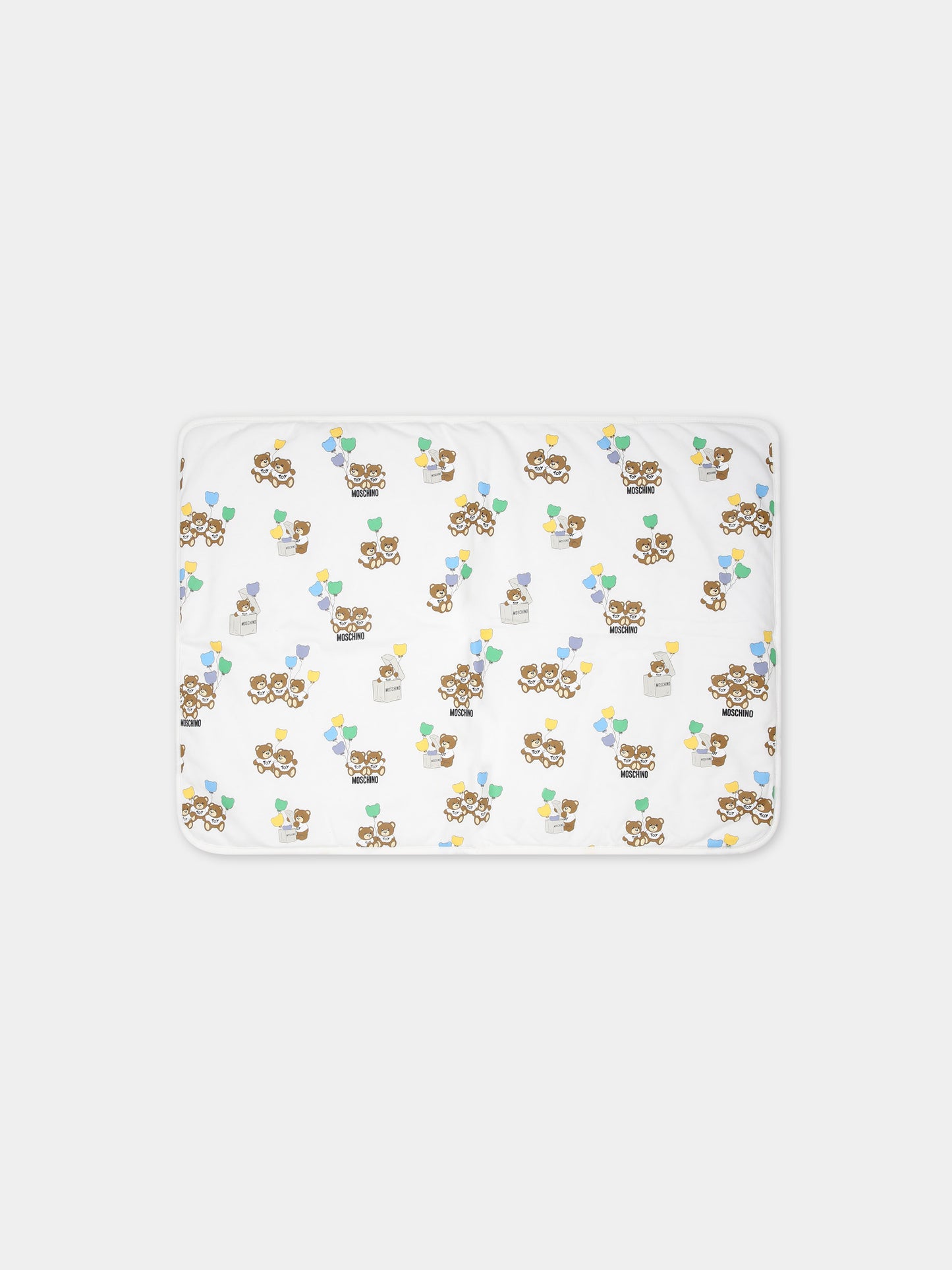 Borsa mamma bianca per neonato con Teddy Bear e logo,Moschino Kids,MTX03D LCA40 10063