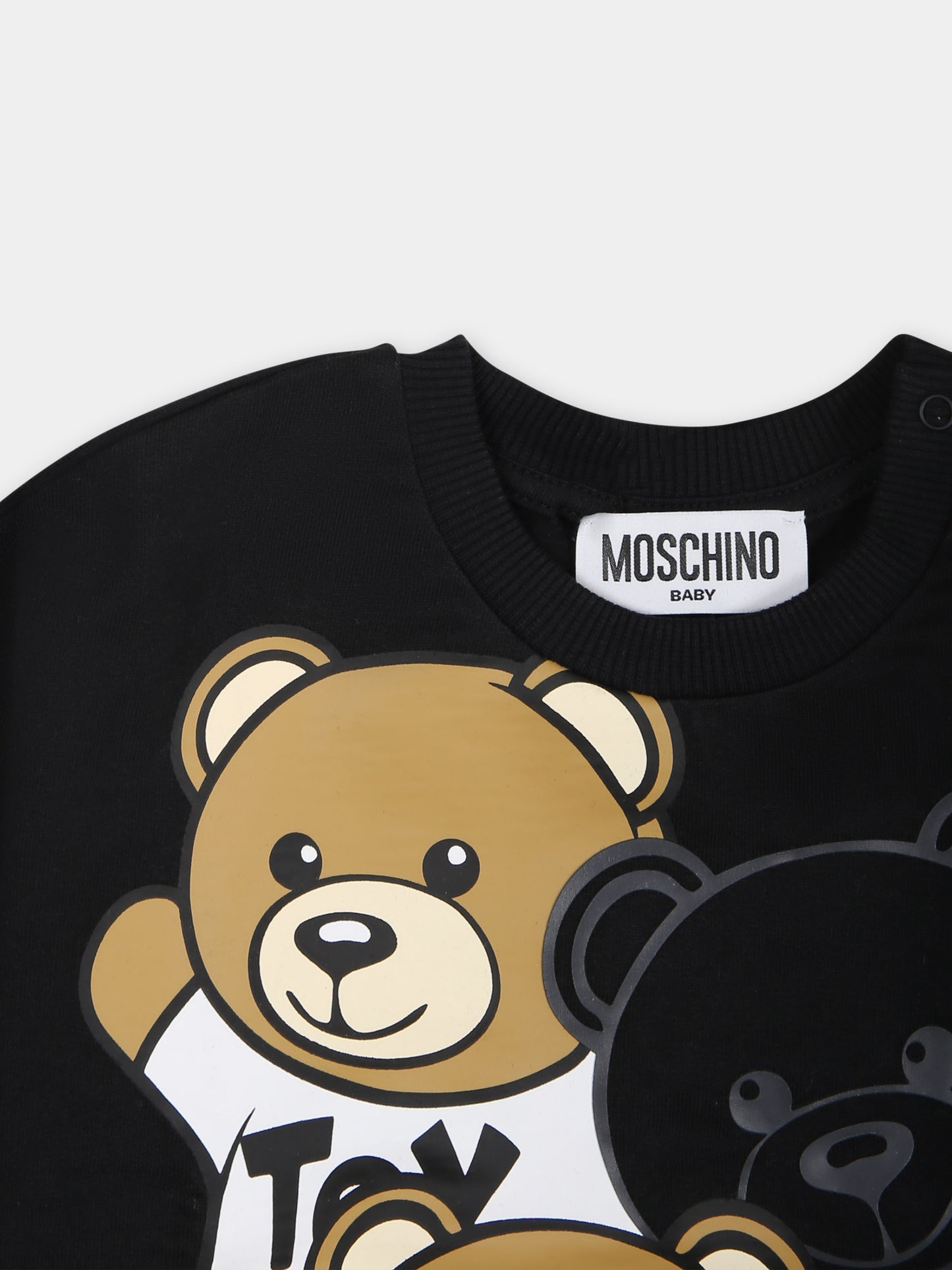 Felpa nera per neonati con Teddy Bears,Moschino Kids,MWF03Q LCA58 60100