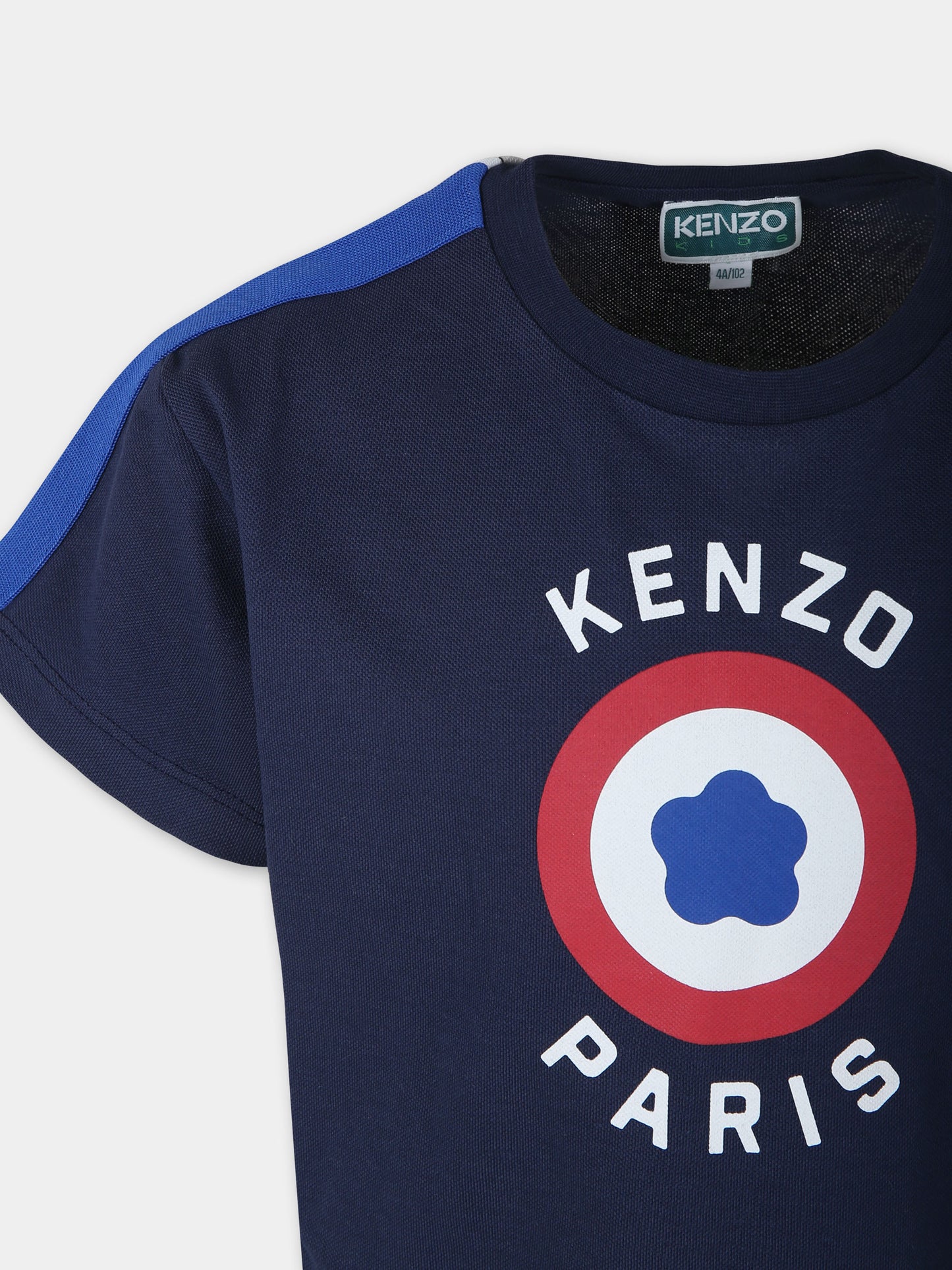 T-shirt blu per bambino con Target flower,Kenzo Kids,K60745 84A