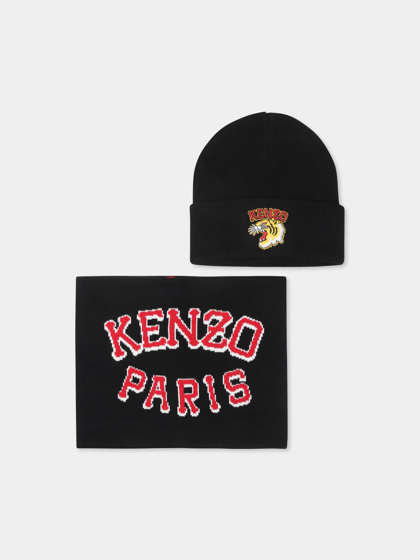 Set cappello e collo blu per bambino con logo,Kenzo Kids,K60615 095