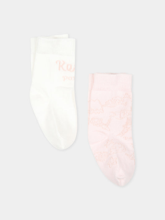 Set calzini rosa per neonata con logo,Kenzo Kids,K60593 47R