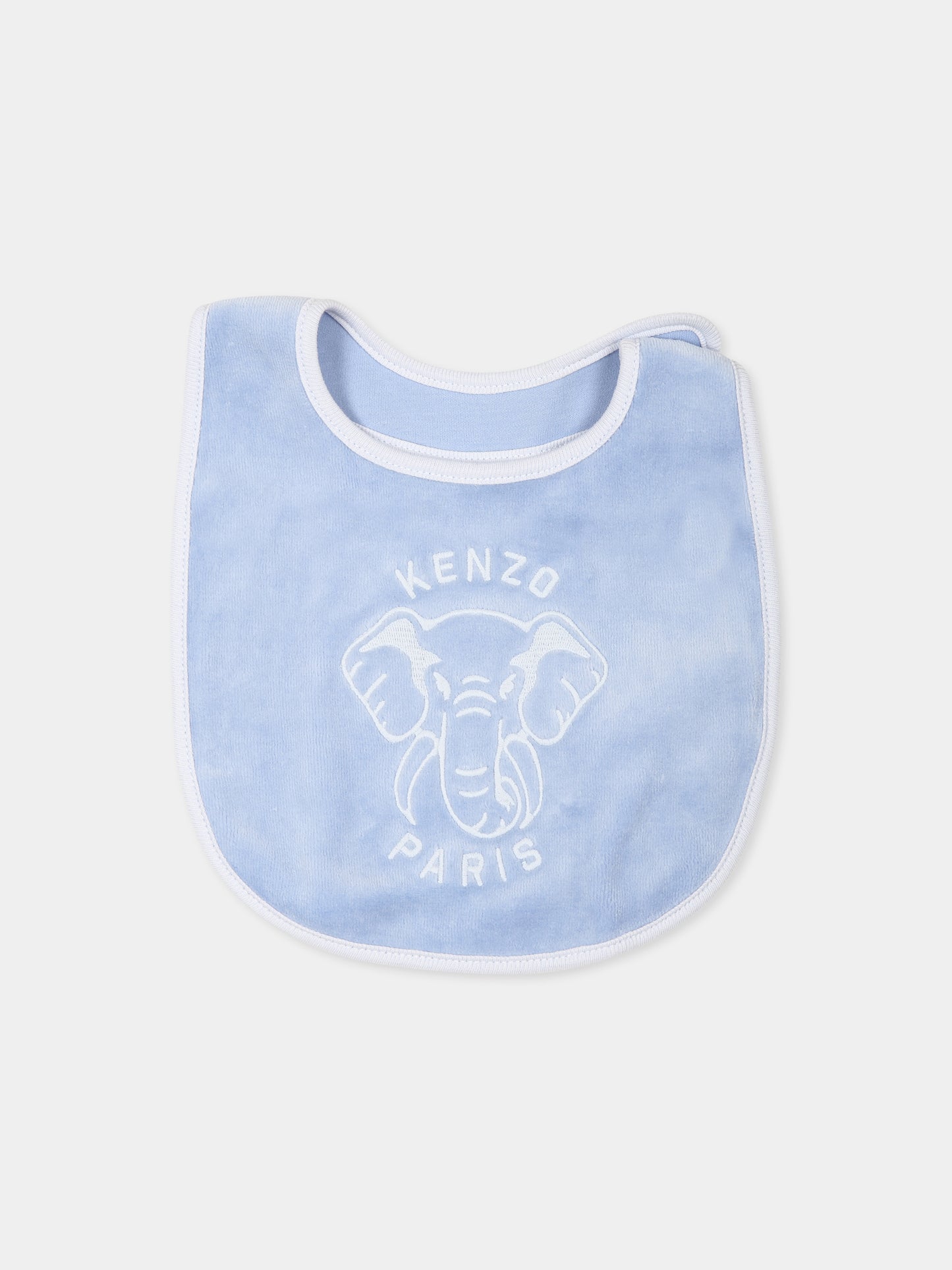 Set tutina celeste per neonato con elefante e logo,Kenzo Kids,K60454 77A