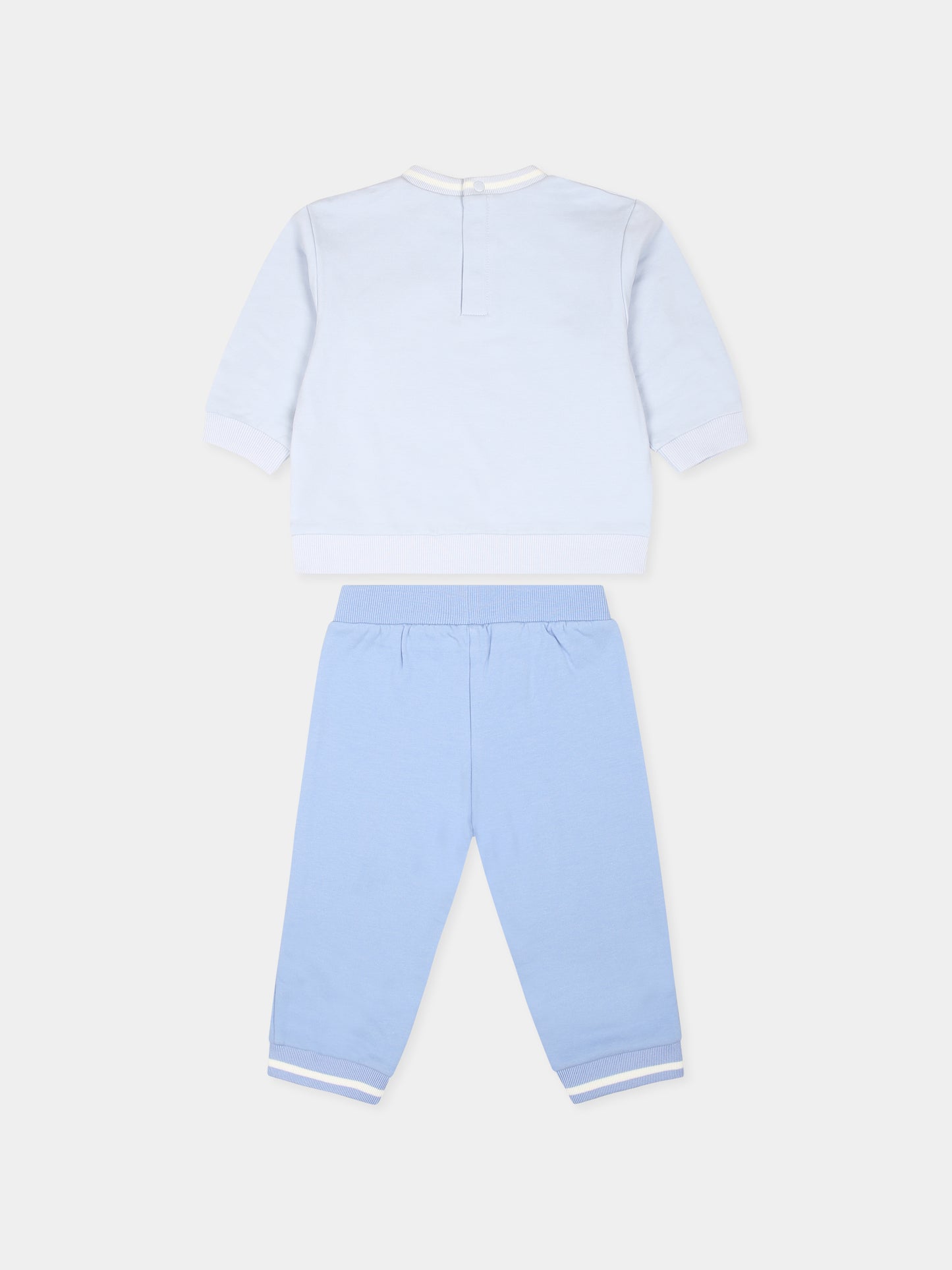 Completo celeste per neonato con tigre e logo,Kenzo Kids,K60449 771