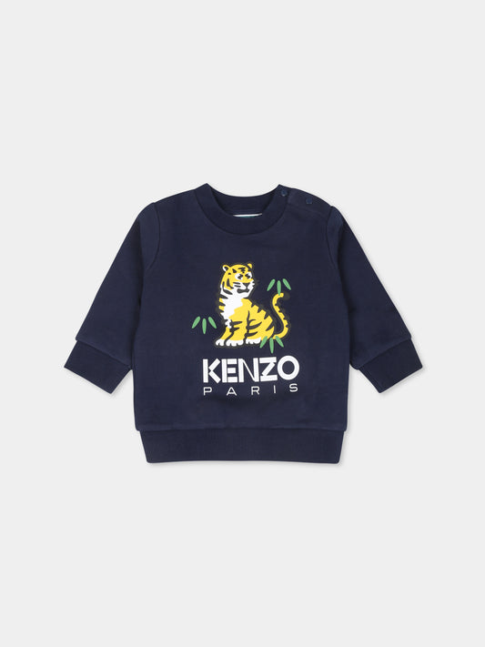 Felpa blu per neonato con tigre Kotora,Kenzo Kids,K60516 84A