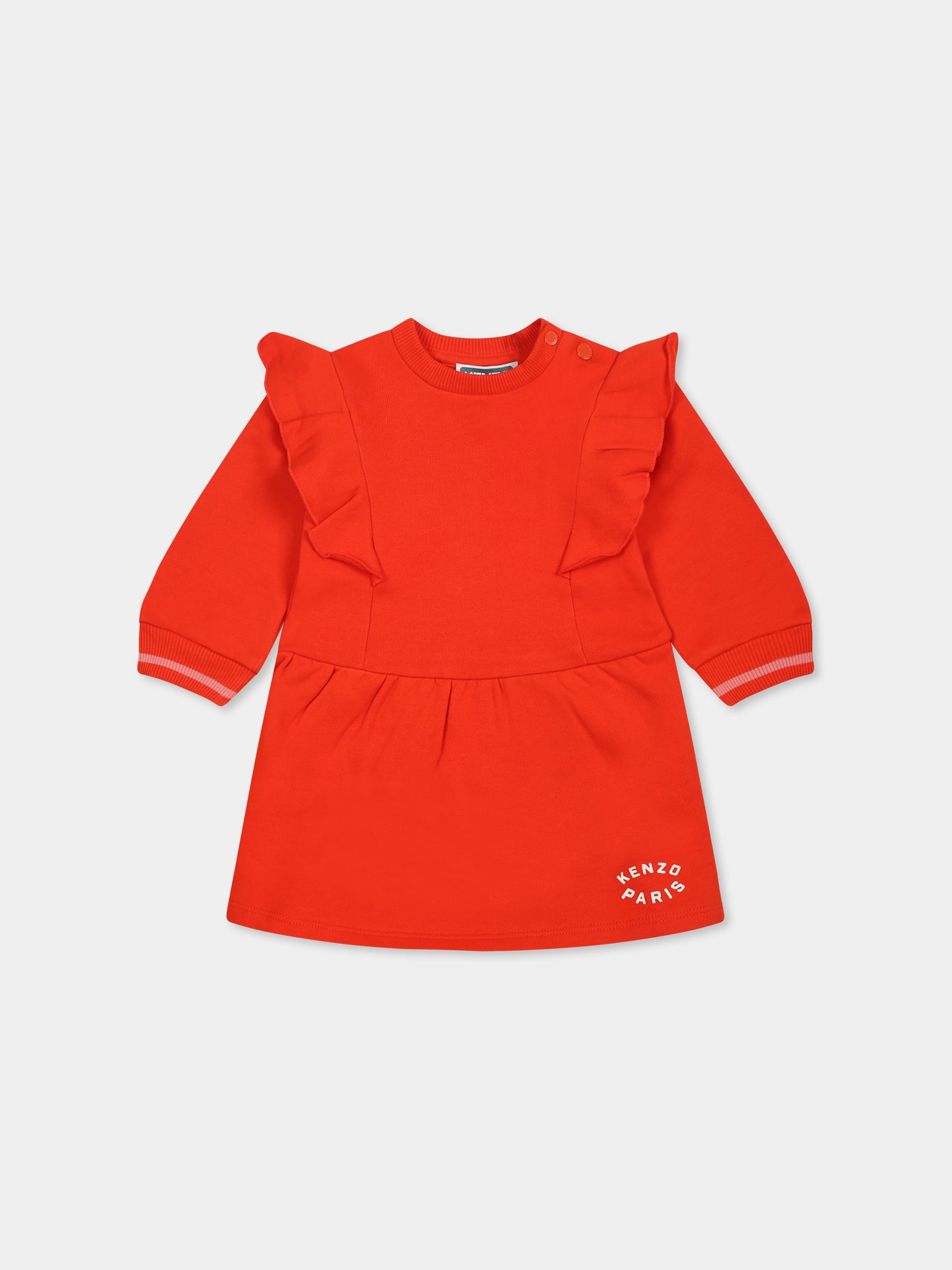 Vestito rosso per neonata con papavero,Kenzo Kids,K60547 987