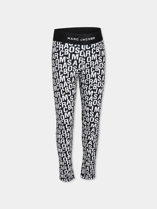 Leggings neri per bambina con logo,Marc Jacobs,W60245 09B