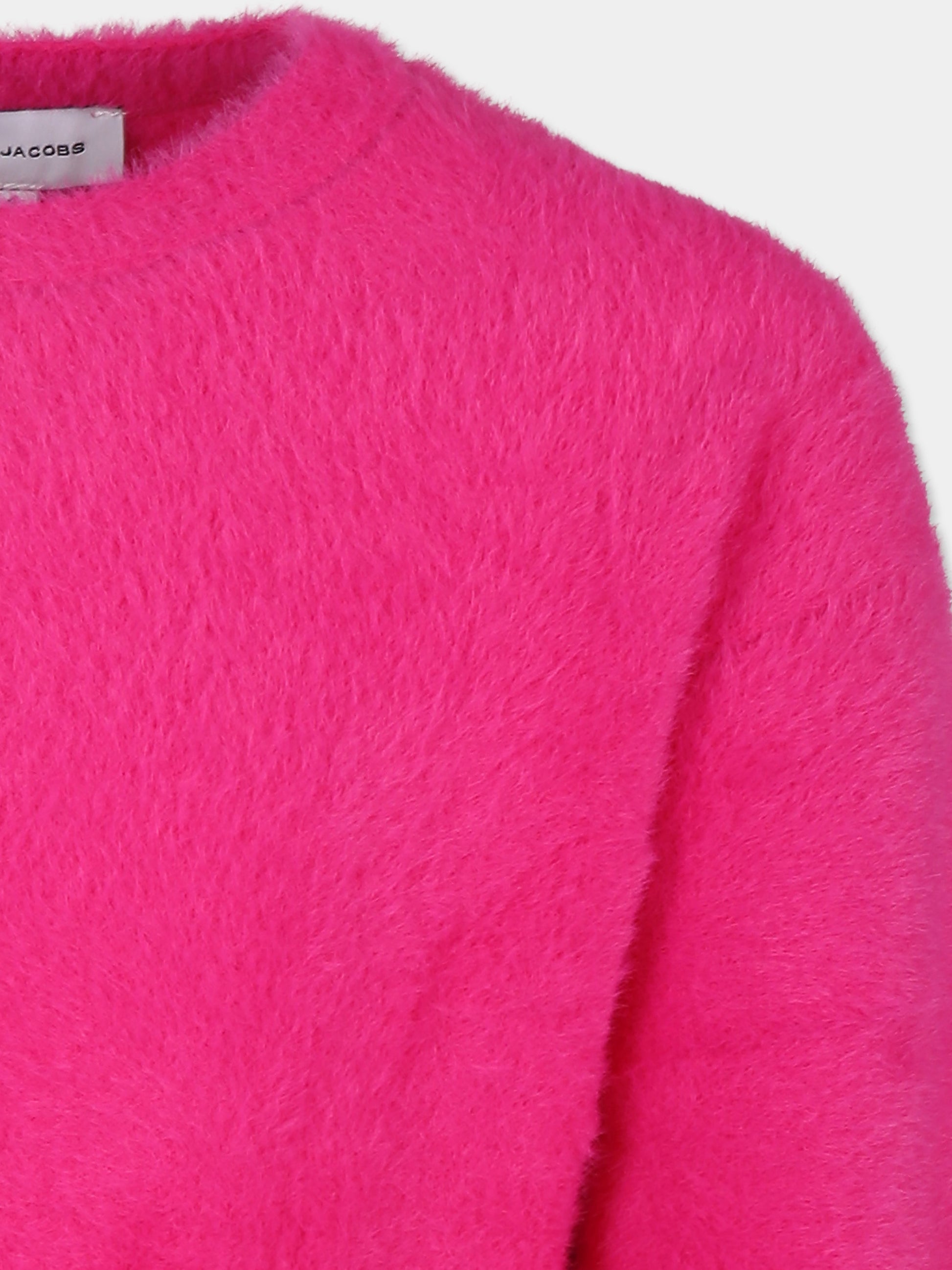 Maglione crop fucsia per bambina con logo,Marc Jacobs,W60267 433