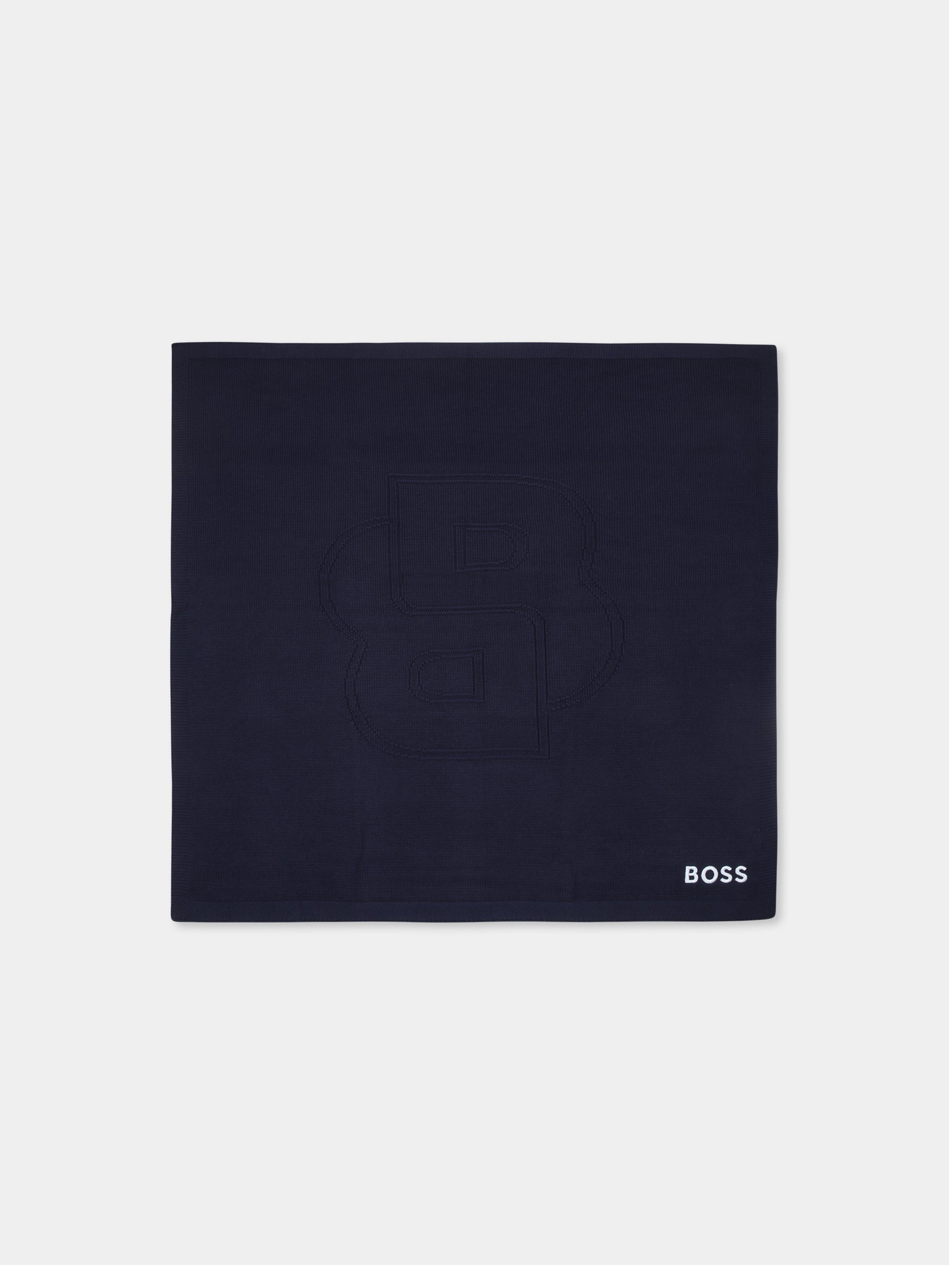 Coperta blu per neonato con doppia B,Boss,J51541 849