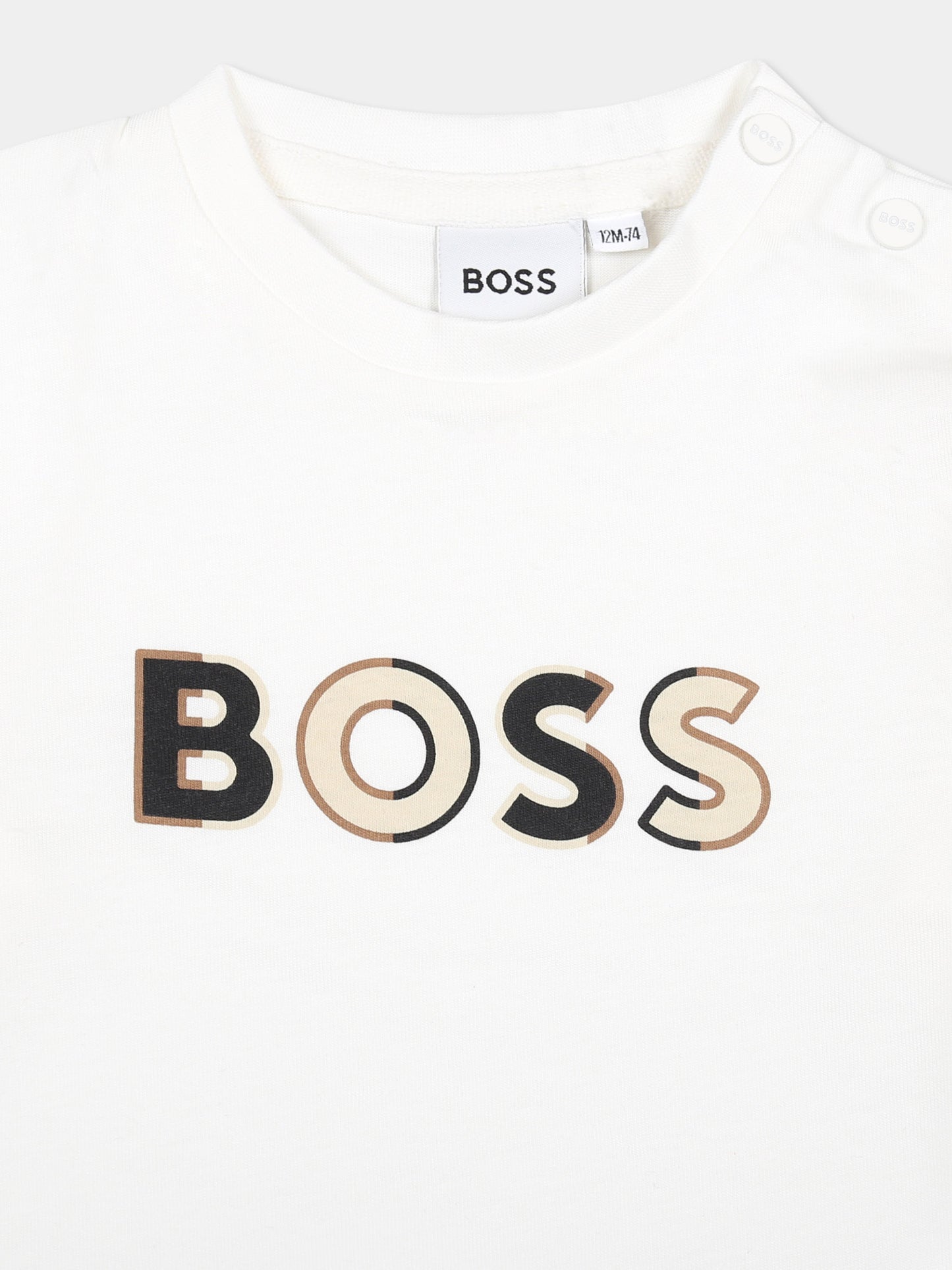 T-shirt bianca per neonato con logo,Boss,J51044 117