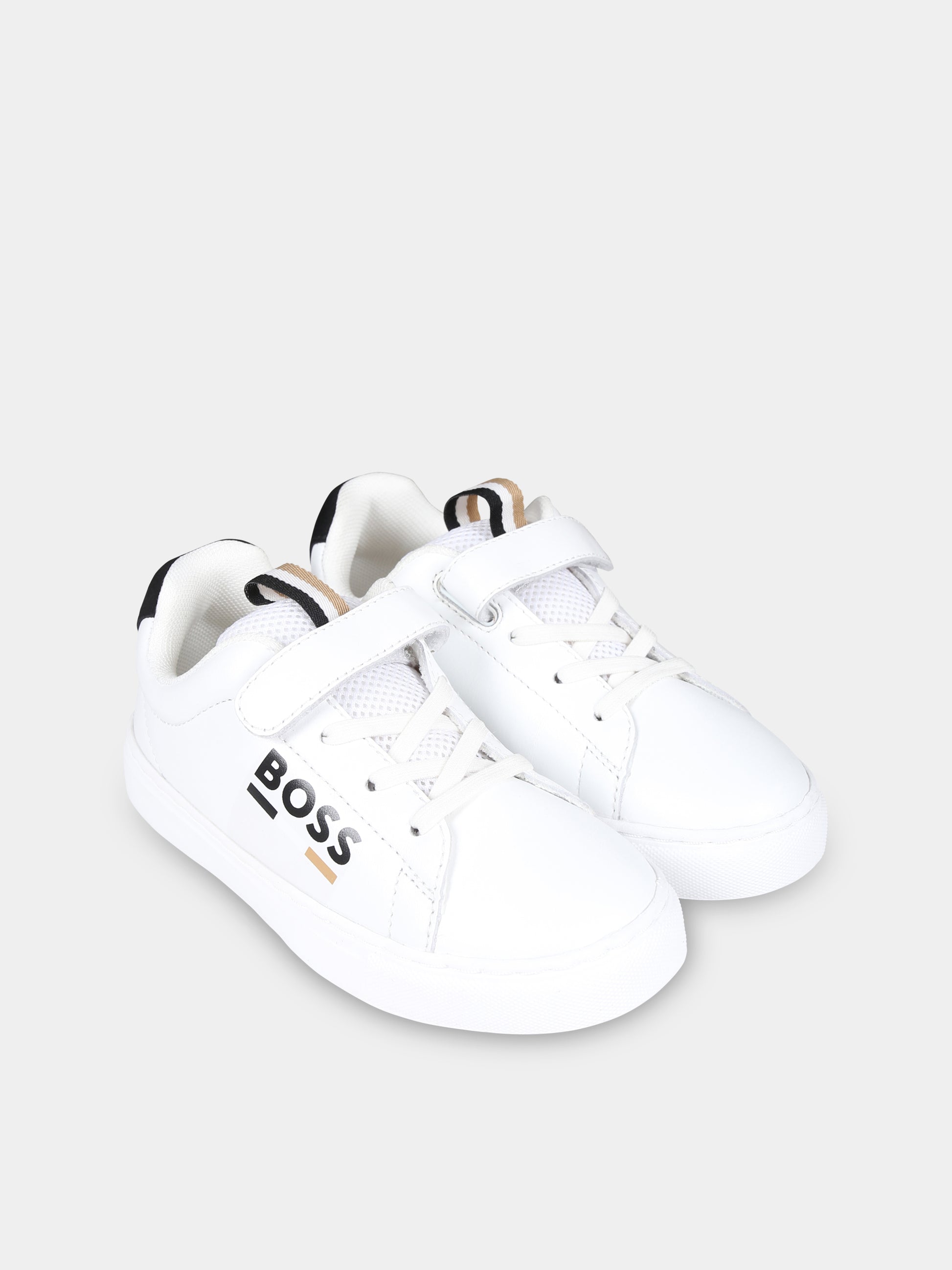 Sneakers bianche per bambino con logo,Boss,J51341 10P