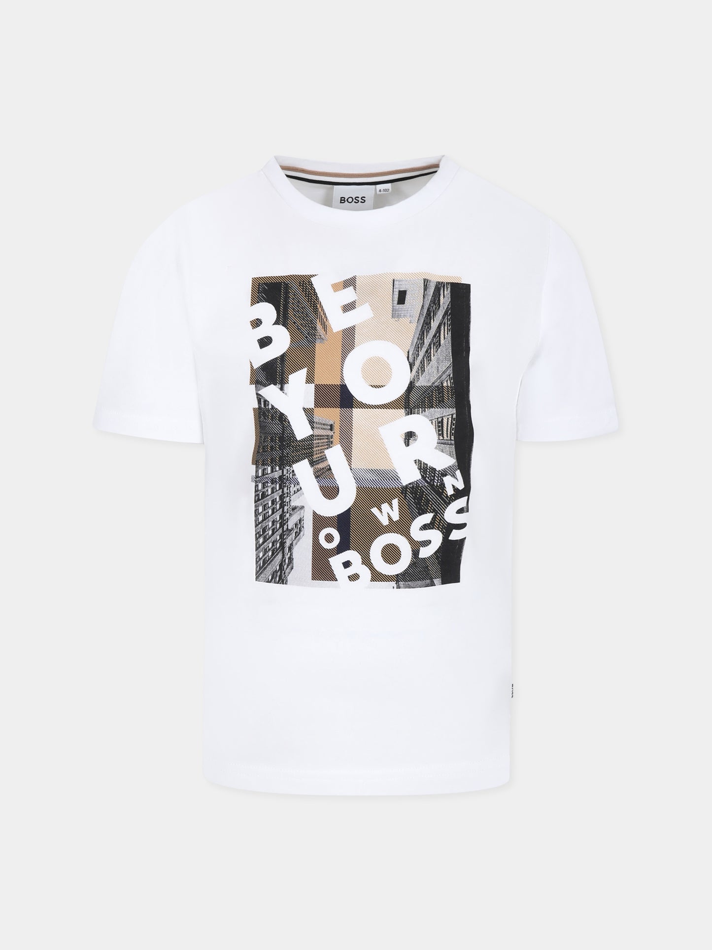 T-shirt blanc pour garçon avec logo