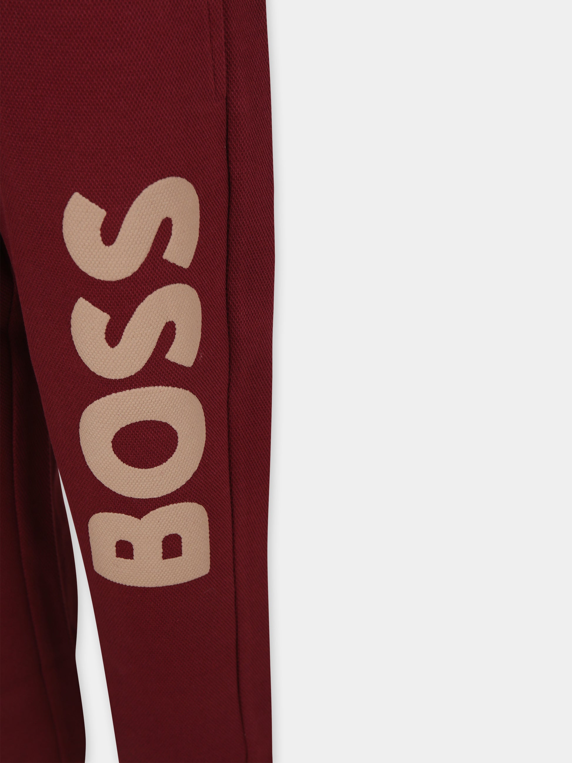 Pantaloni bordeaux per bambino con logo,Boss,J51160 95L