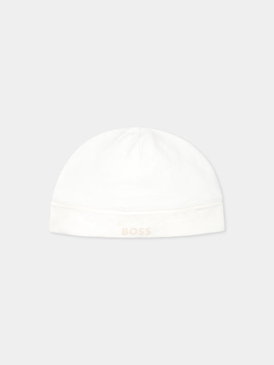 Cappello bianco per neonato con logo,Boss,J51039 117