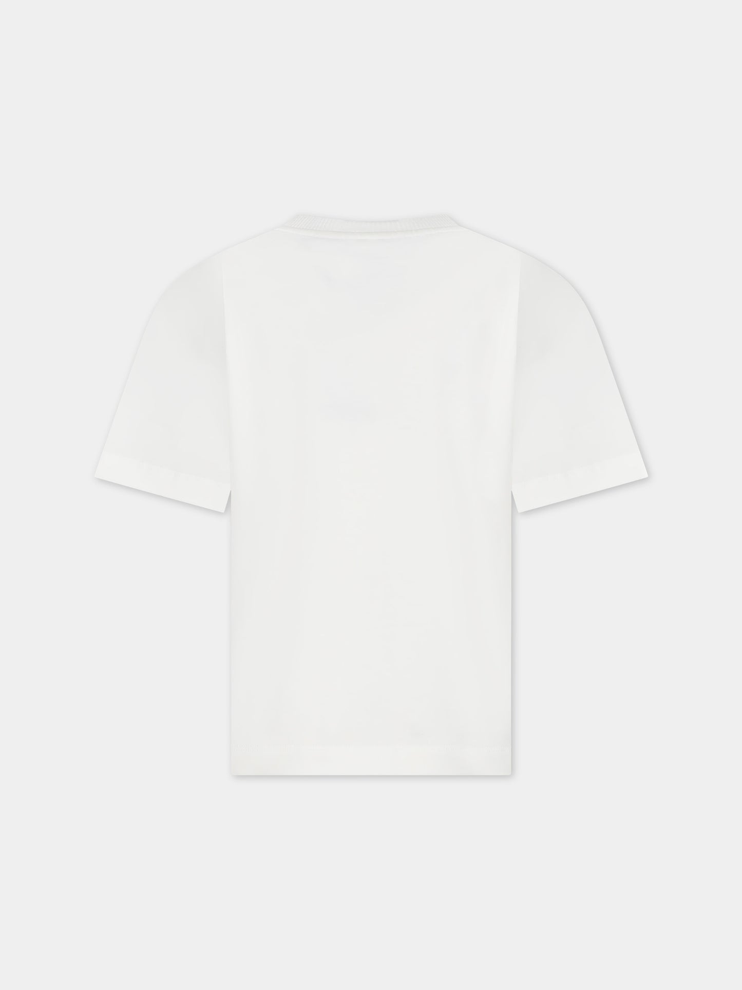 Maxi t-shirt bianca per bambina con Teddy Bear e logo,Moschino Kids,H3M02T LBA11 10063