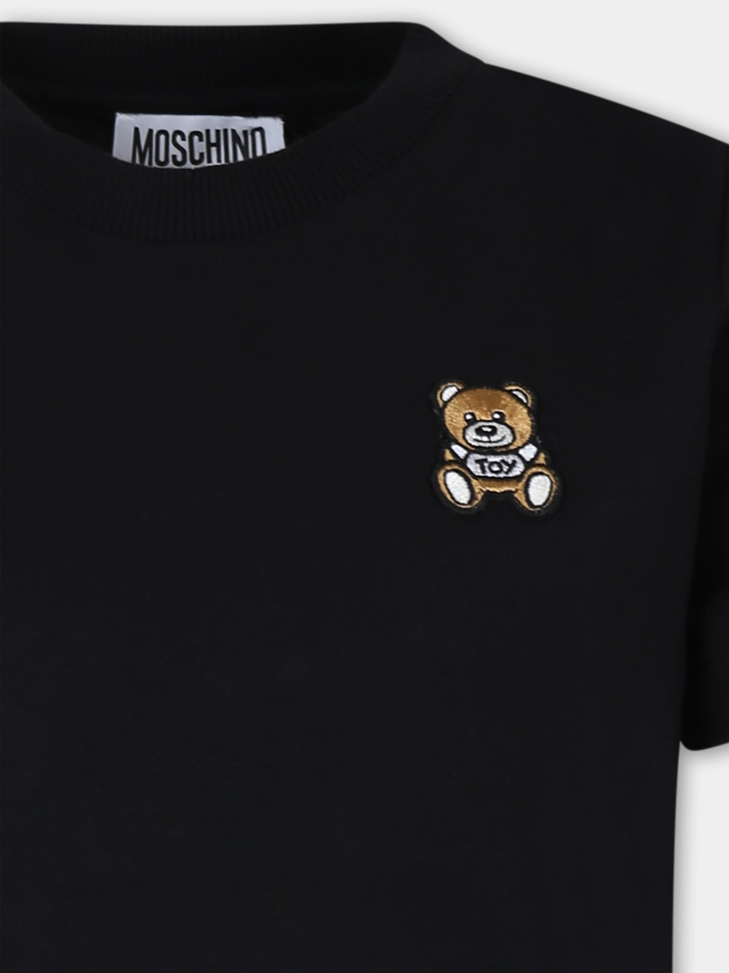 T-shirt nera per bambini con Teddy Bear,Moschino Kids,HTM04K LAA10 60100