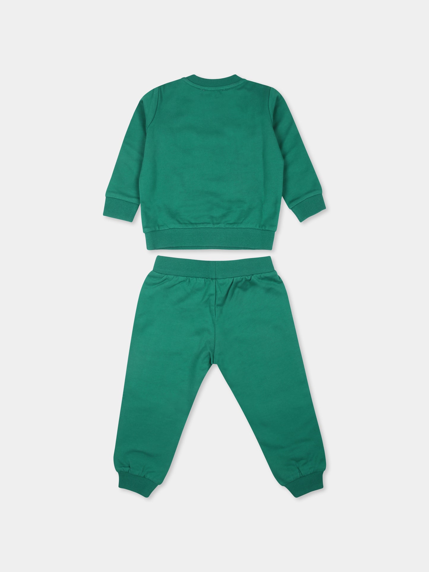 Completo verde per neonati con due Teddy Bears,Moschino Kids,M6K02P LCA14 30139