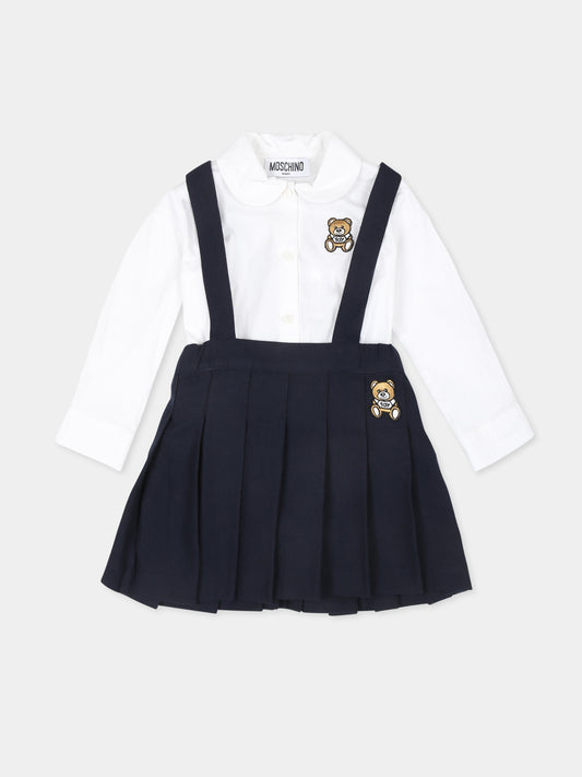 Completo blu per neonata con Teddy Bear,Moschino Kids,MDK02U LZA22 40016