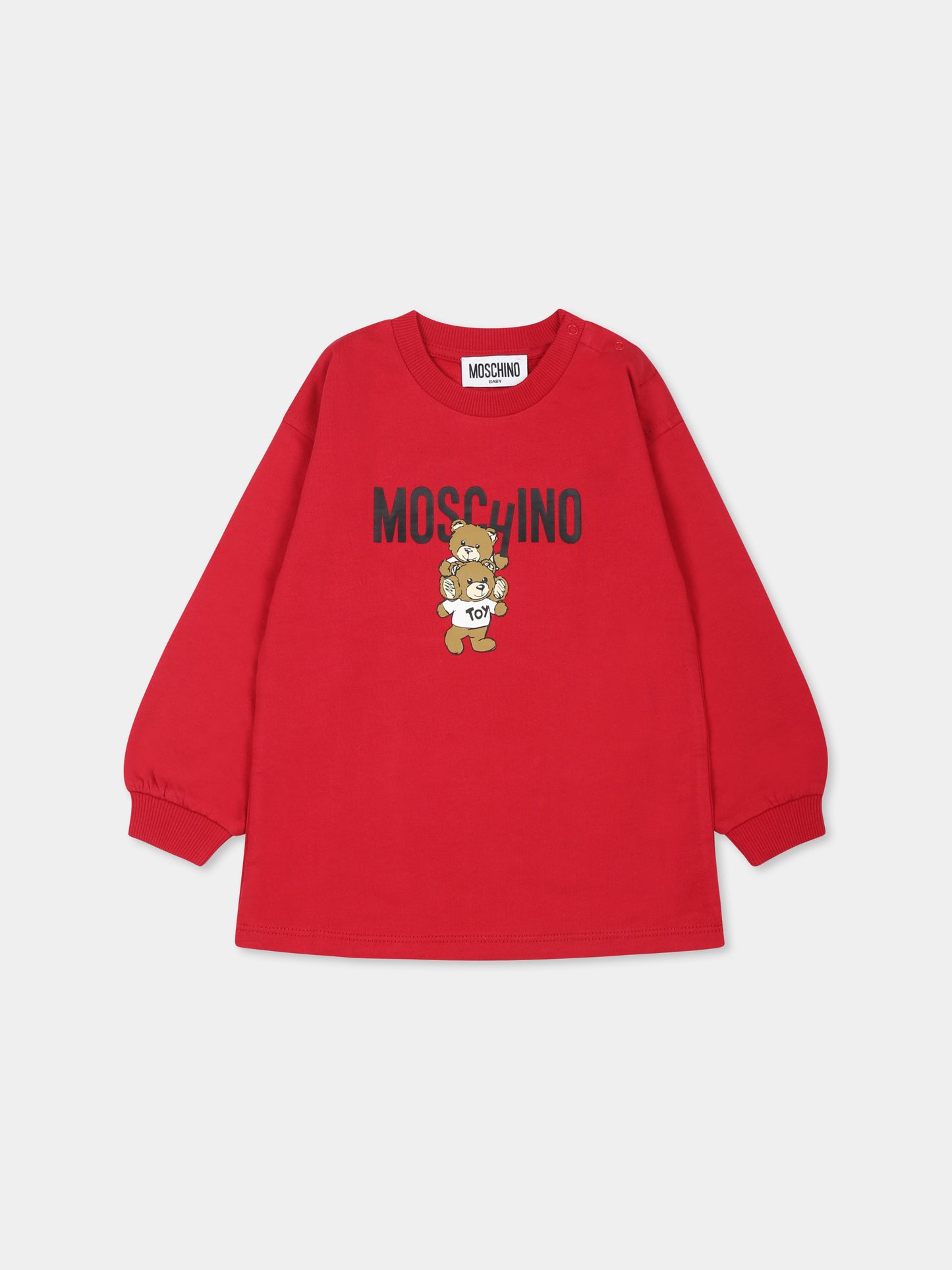 Robe bordeaux pour bébé fille avec deux Teddy Bears