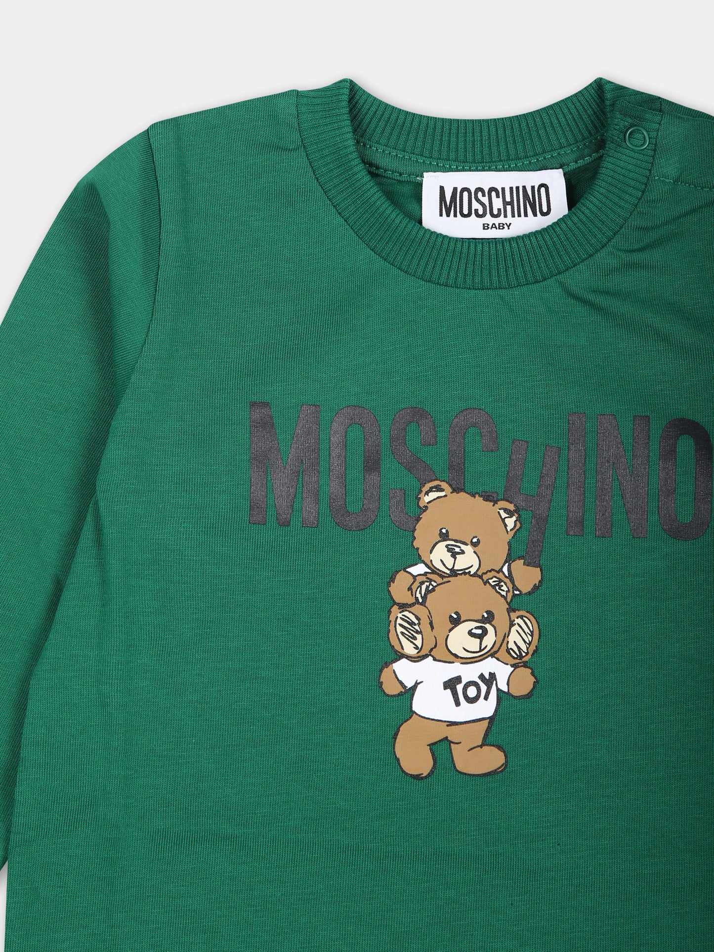 T-shirt verde per neonati con Teddy Bear,Moschino Kids,MMO00R LAA01 30139