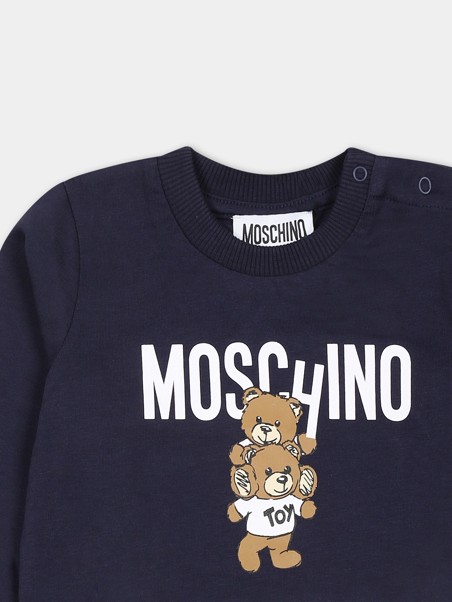 T-shirt blu per neonati con Teddy Bear,Moschino Kids,MMO00R LAA01 40016