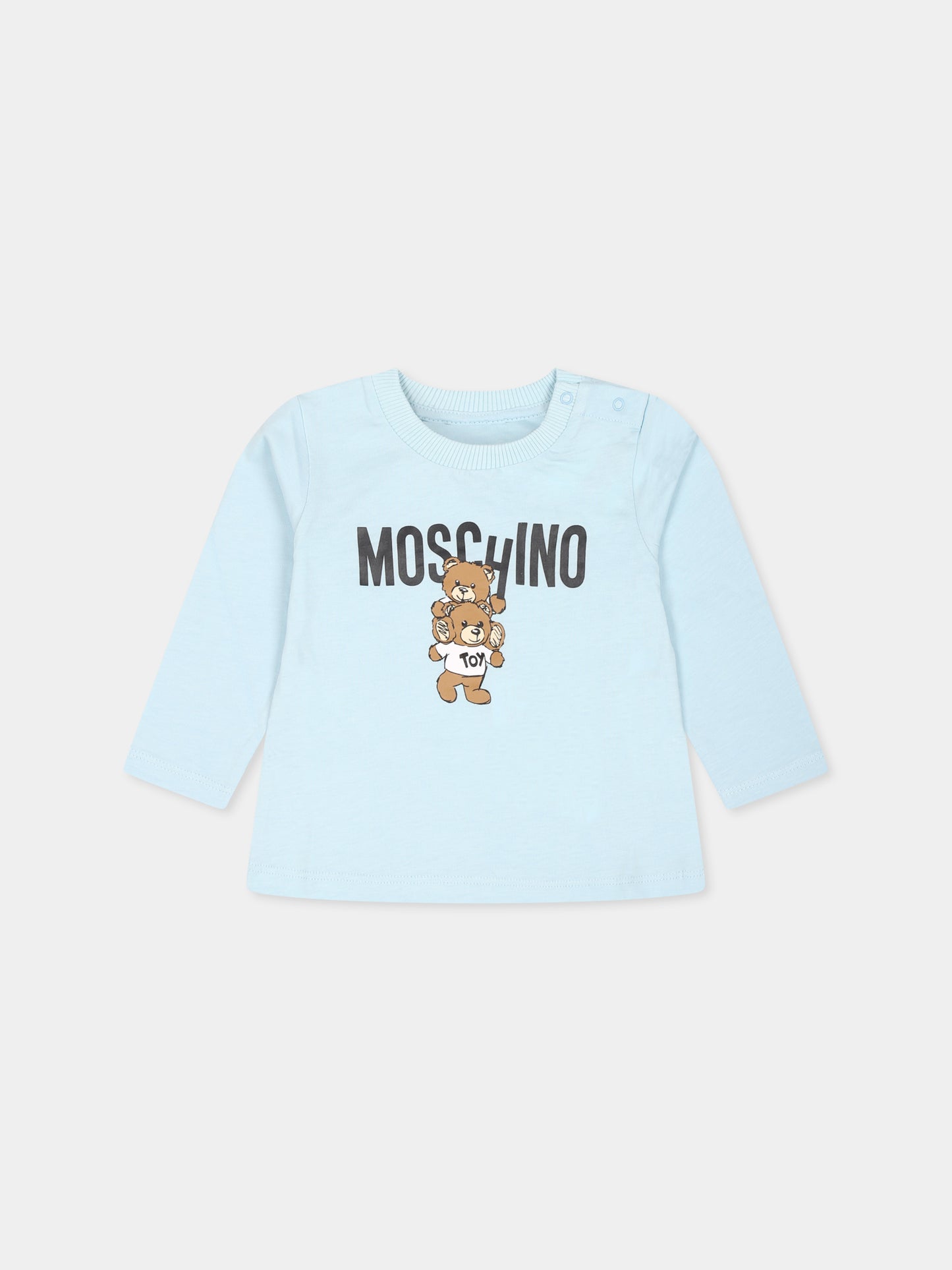 T-shirt celeste per neonato con Teddy Bear,Moschino Kids,MMO00R LAA01 40304