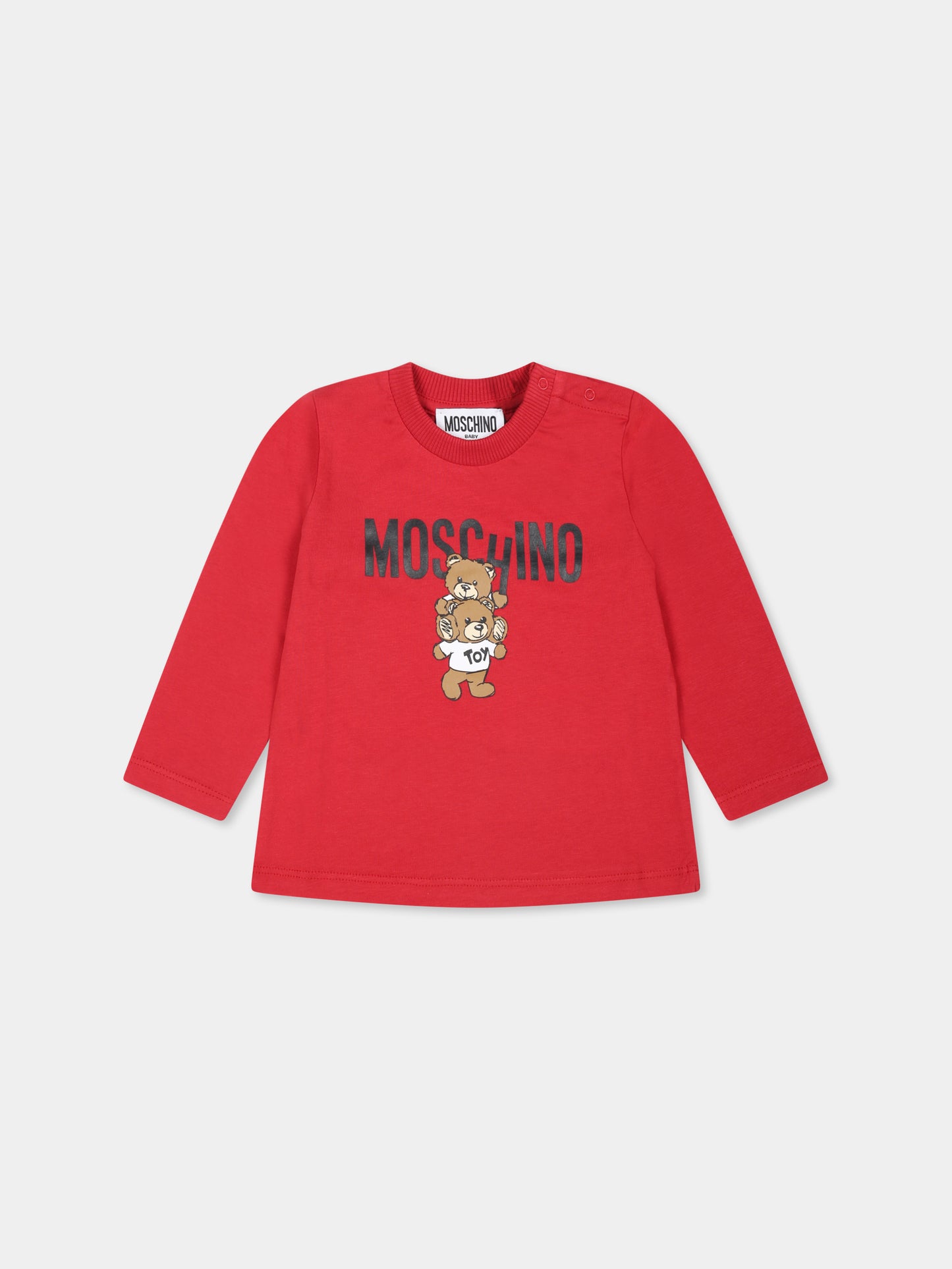 T-shirt bordeaux per neonati con Teddy Bear,Moschino Kids,MMO00R LAA01 50307