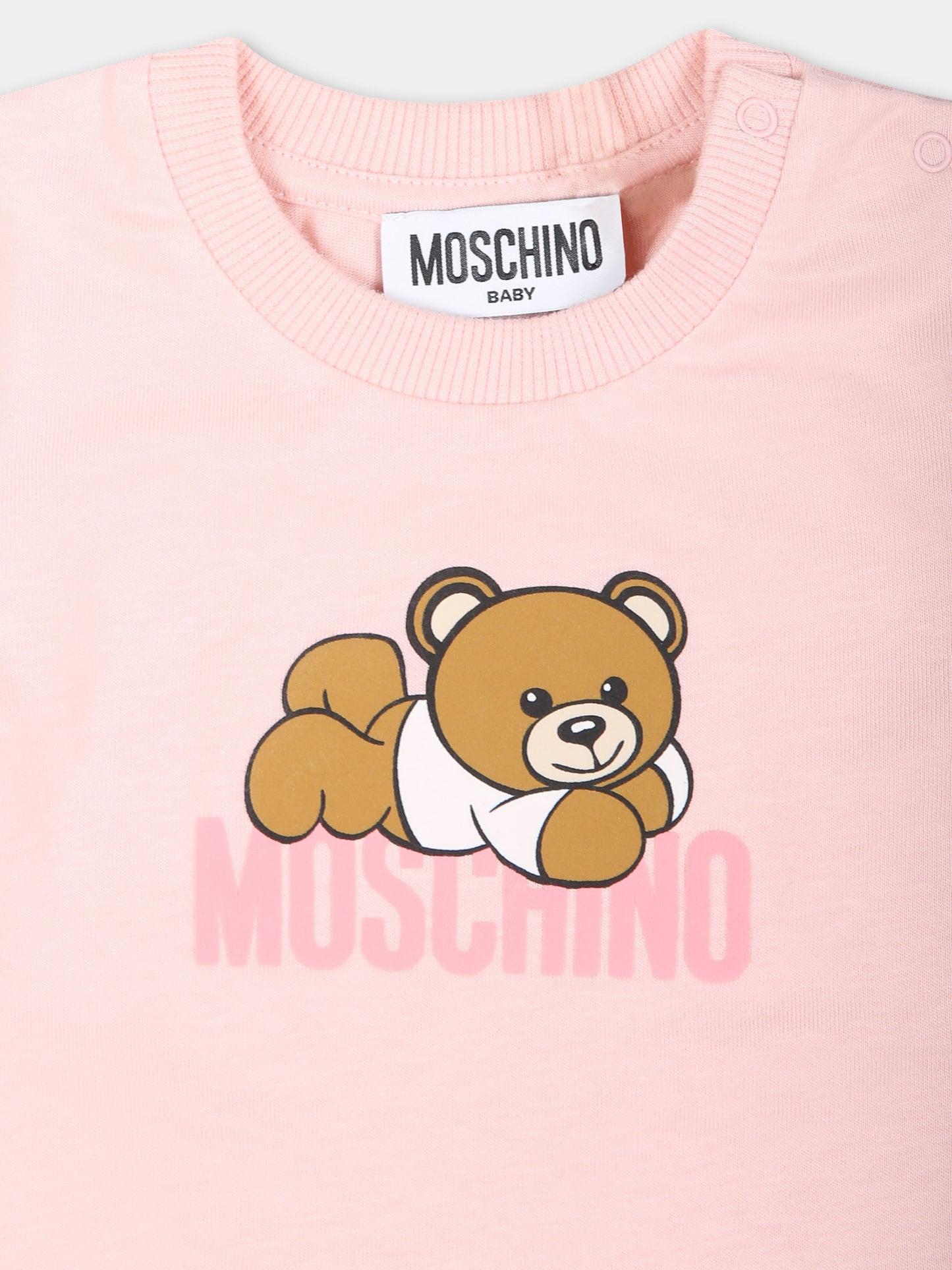 T-shirt rosa per neonata con Teddy Bear,Moschino Kids,MOO00R LAA36 50209