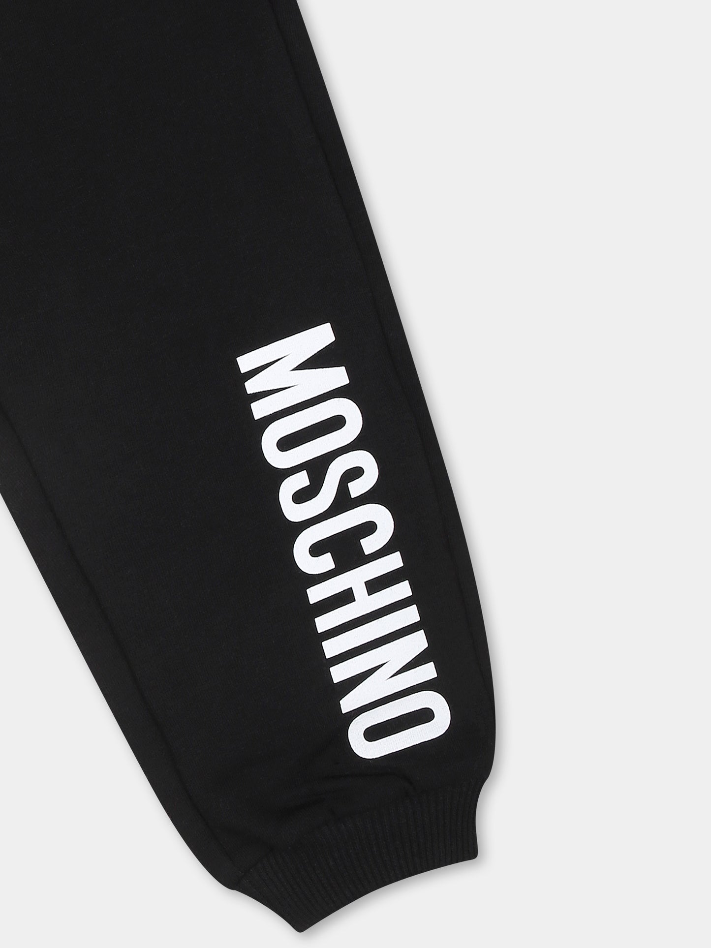 Pantaloni neri per neonati con logo,Moschino Kids,MUP058 LDA18 60100