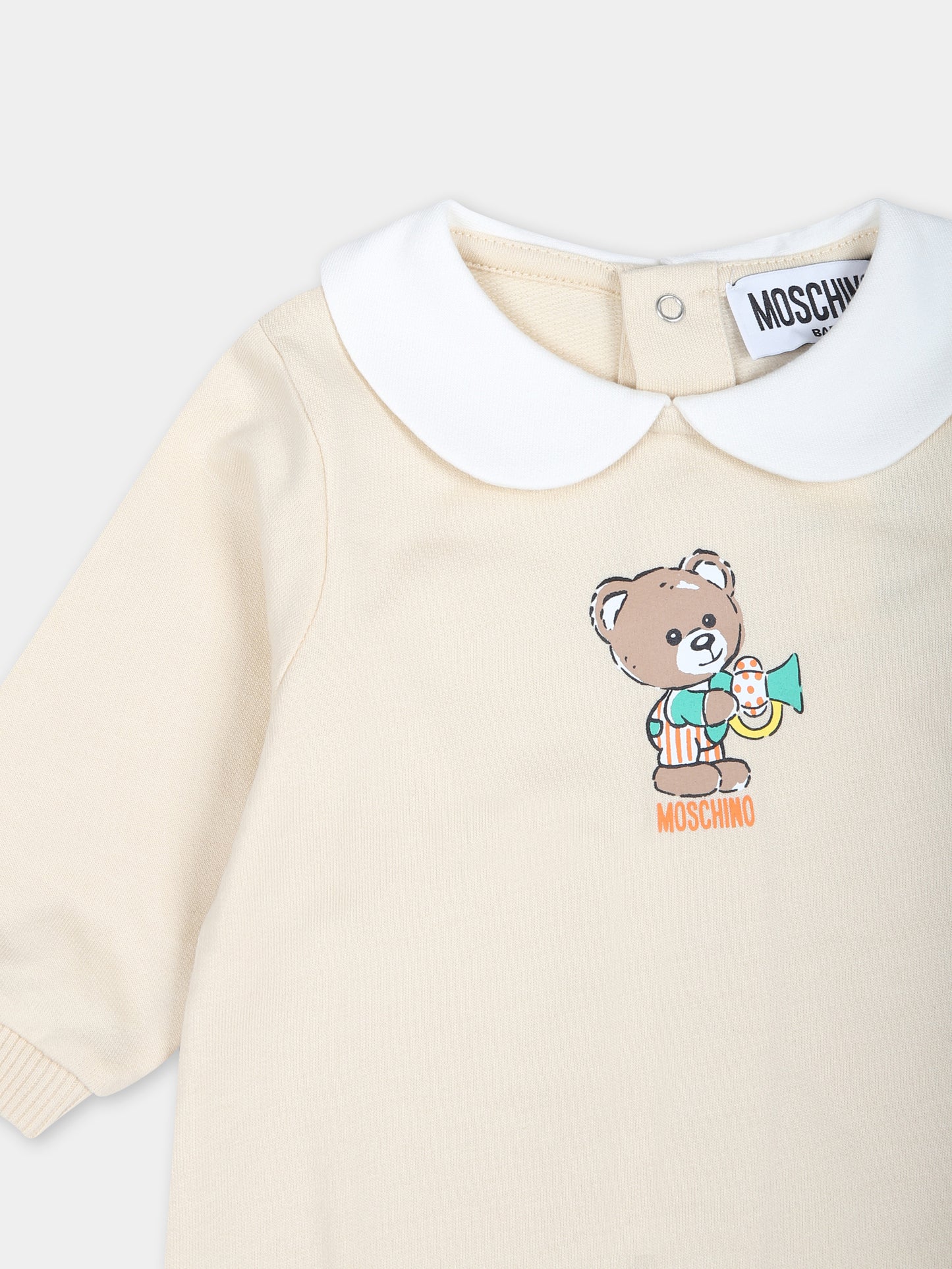 Tutina beige per neonati con Teddy Bear,Moschino Kids,MUT041 LCA40 20404