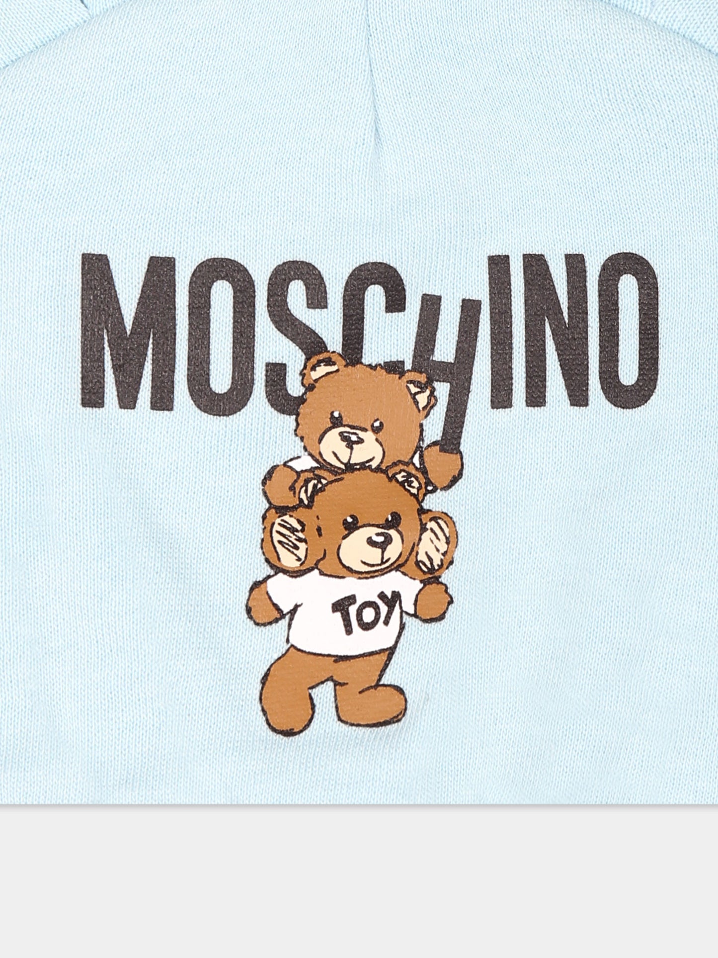 Cappello celeste per neonato con due Teddy Bear,Moschino Kids,MUX04V LCA14 40304