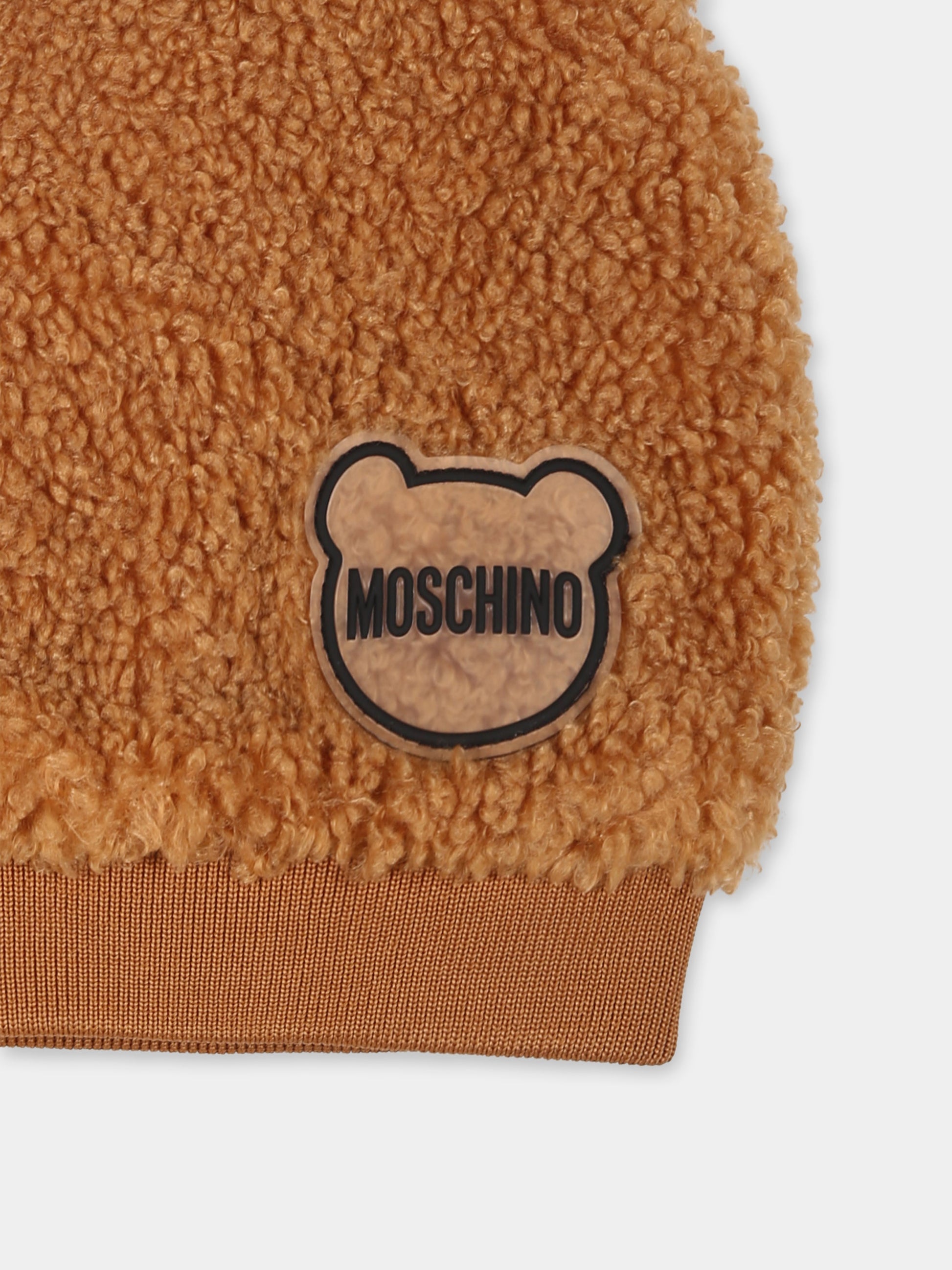 Berretto marrone per neonati con logo,Moschino Kids,MUX04Y LIA00 20121