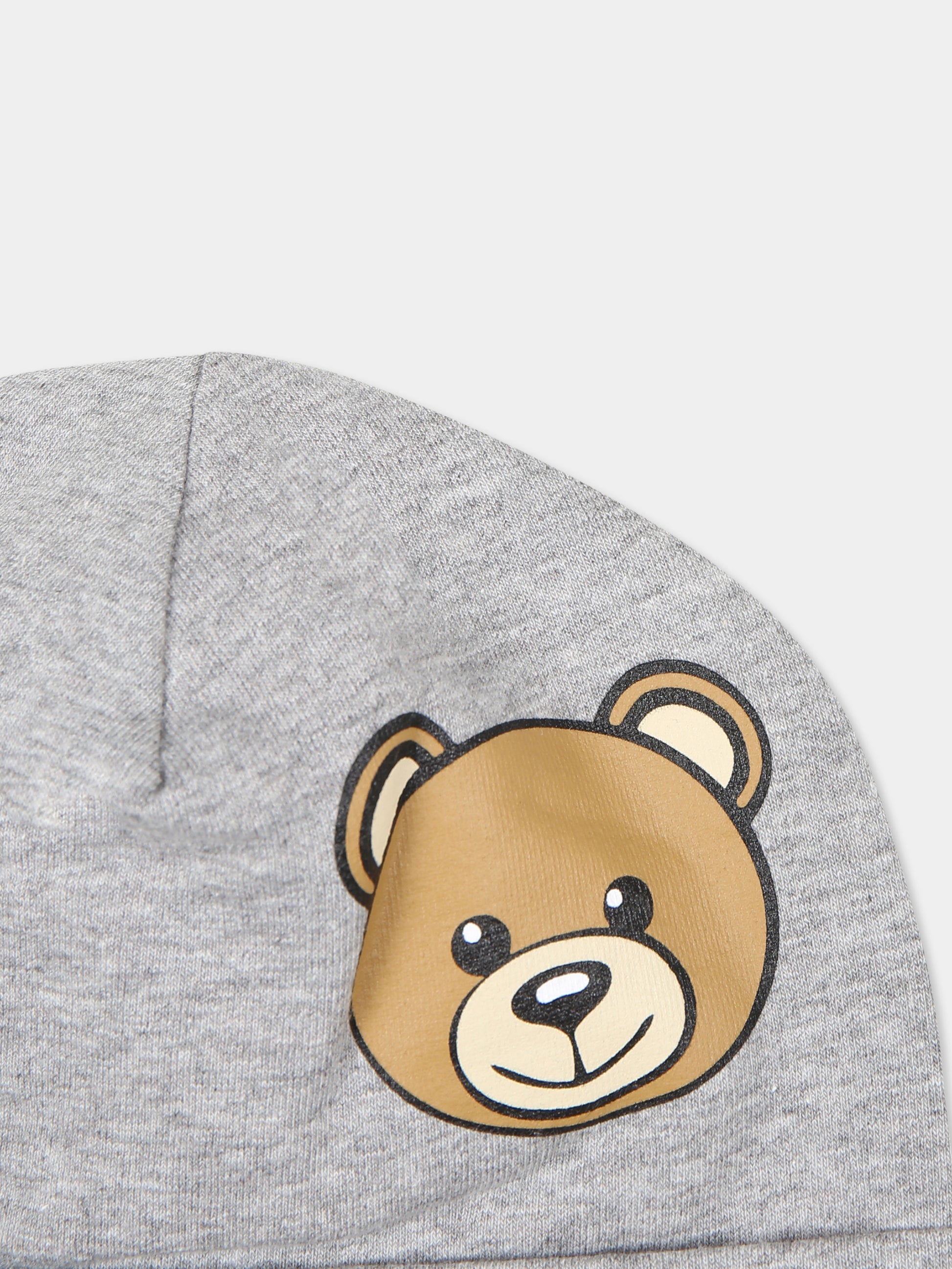 Cappello grigio per neonati con Teddy Bear,Moschino Kids,MUX050 LDA17 60901