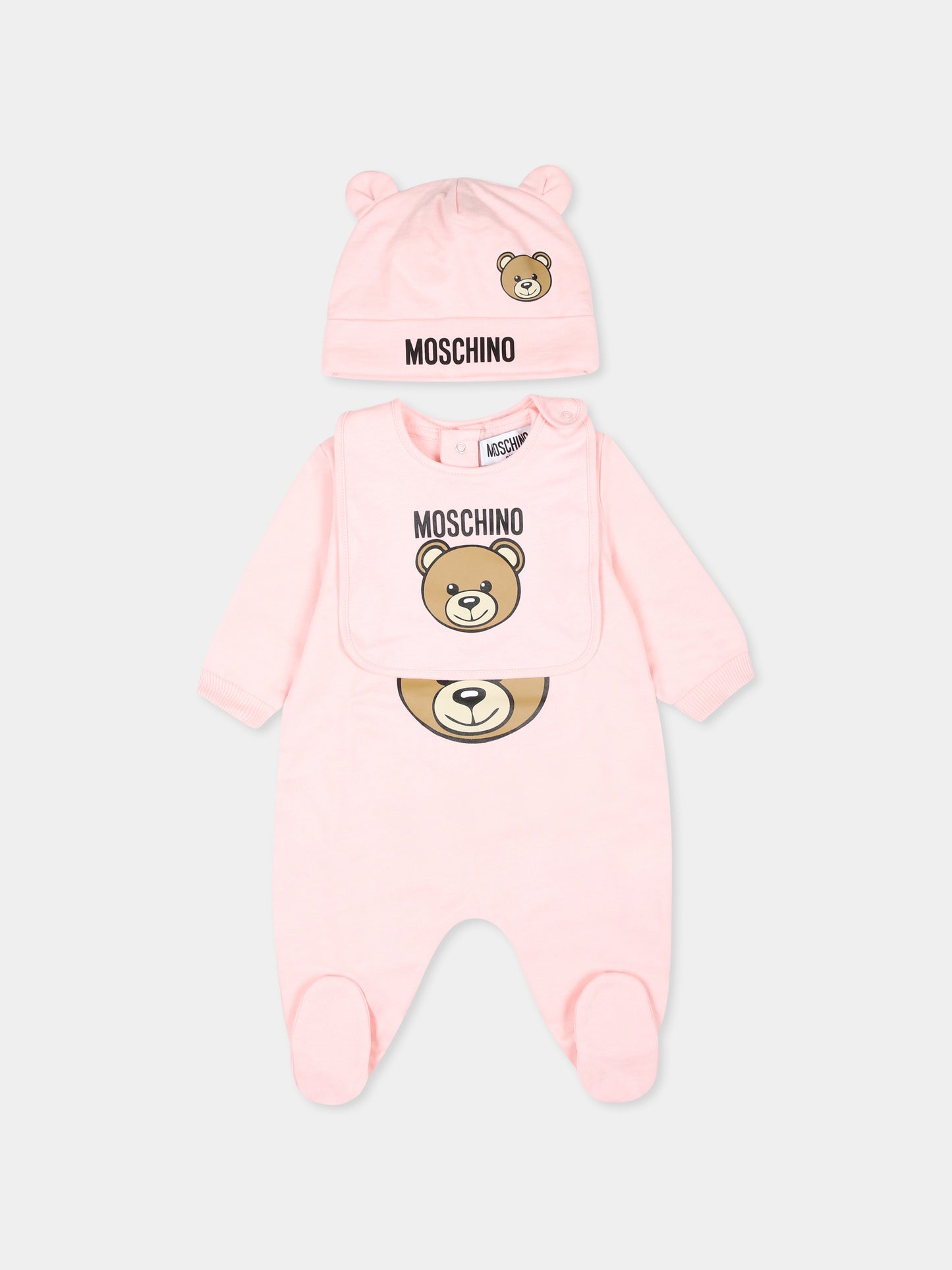 Set tutine rosa per neonata con Teddy Bear,Moschino Kids,MUY077 LCA40 50209