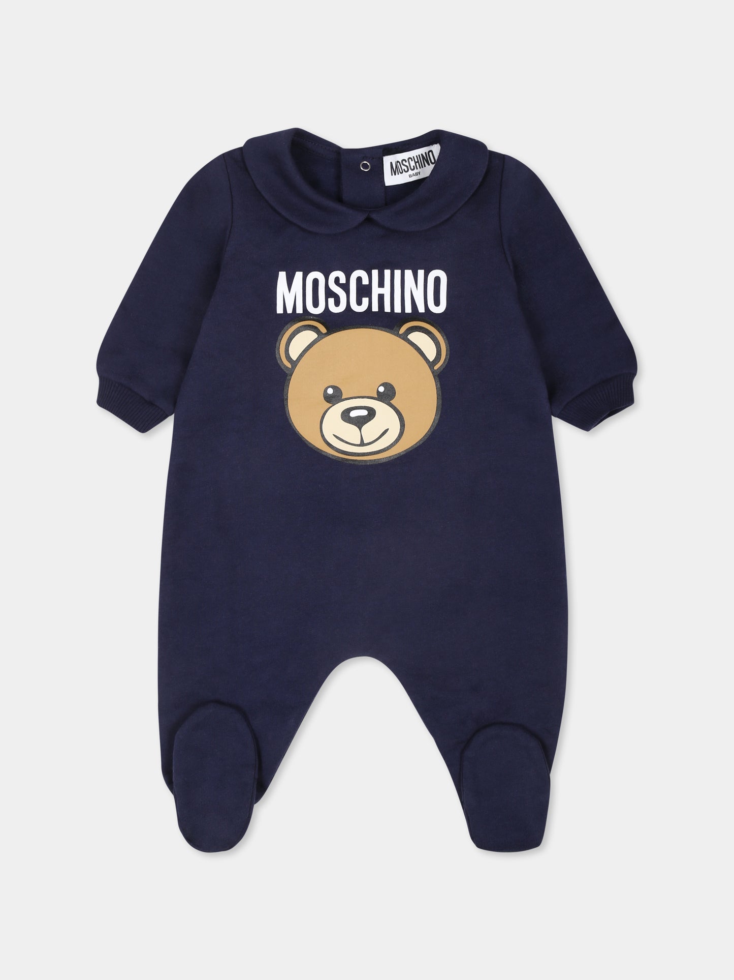 Tutina blu per neonato con Teddy Bear,Moschino Kids,MUY078 LCA40 40016