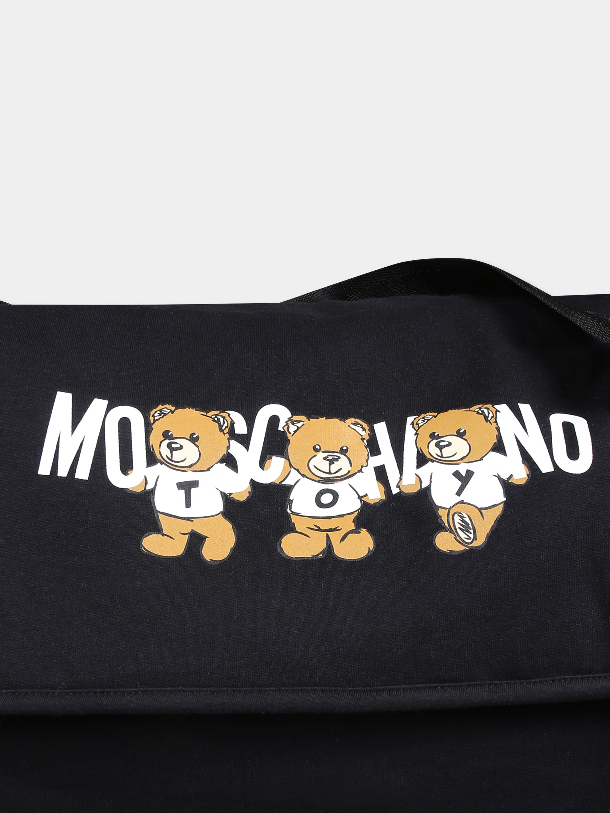 Borsa mamma nera per neonati con tre Teddy Bears,Moschino Kids,MVX03D LCA40 60100