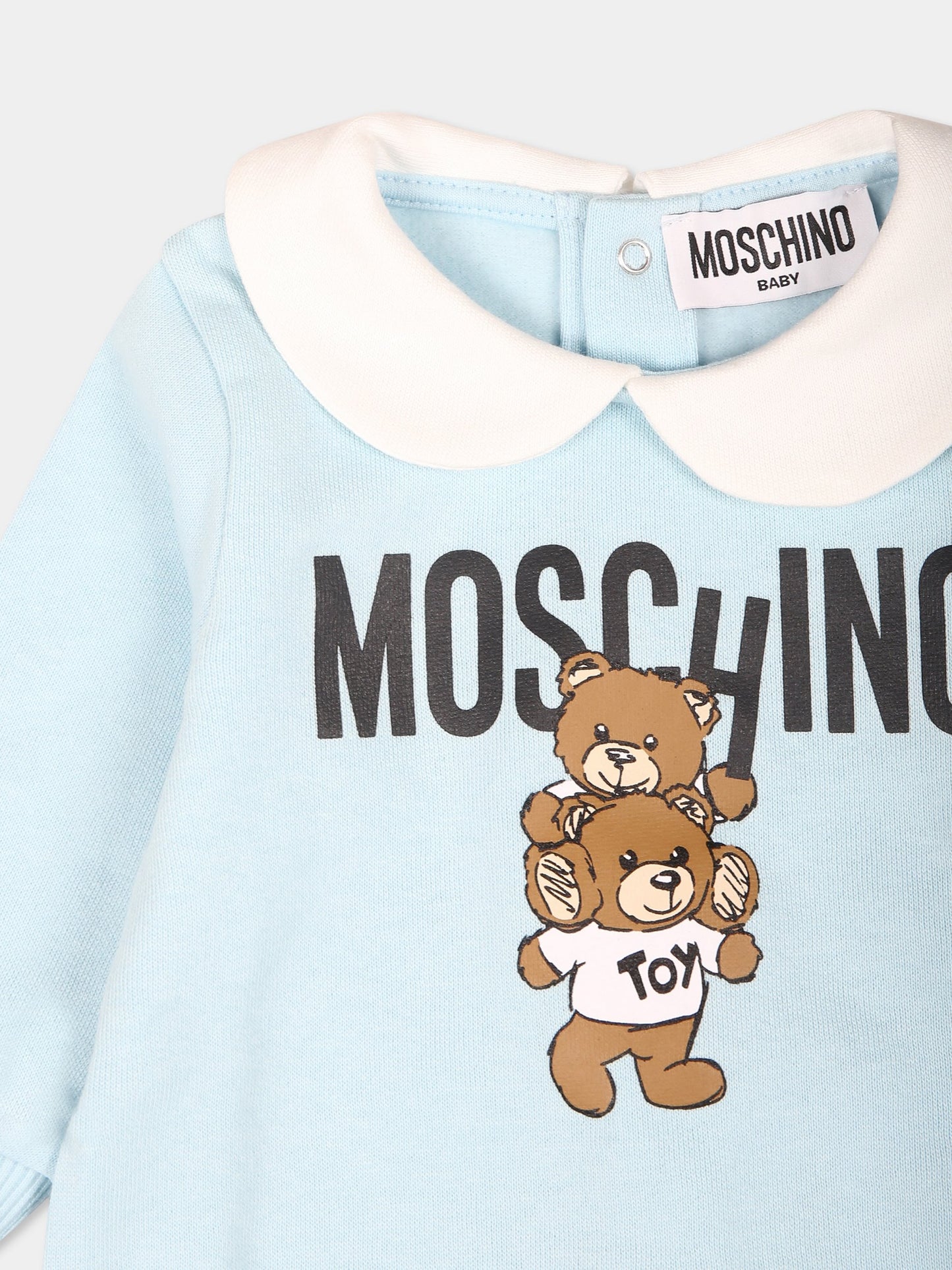 Tutina celeste per neonato con due Teddy Bears,Moschino Kids,MZY037 LCA14 40304