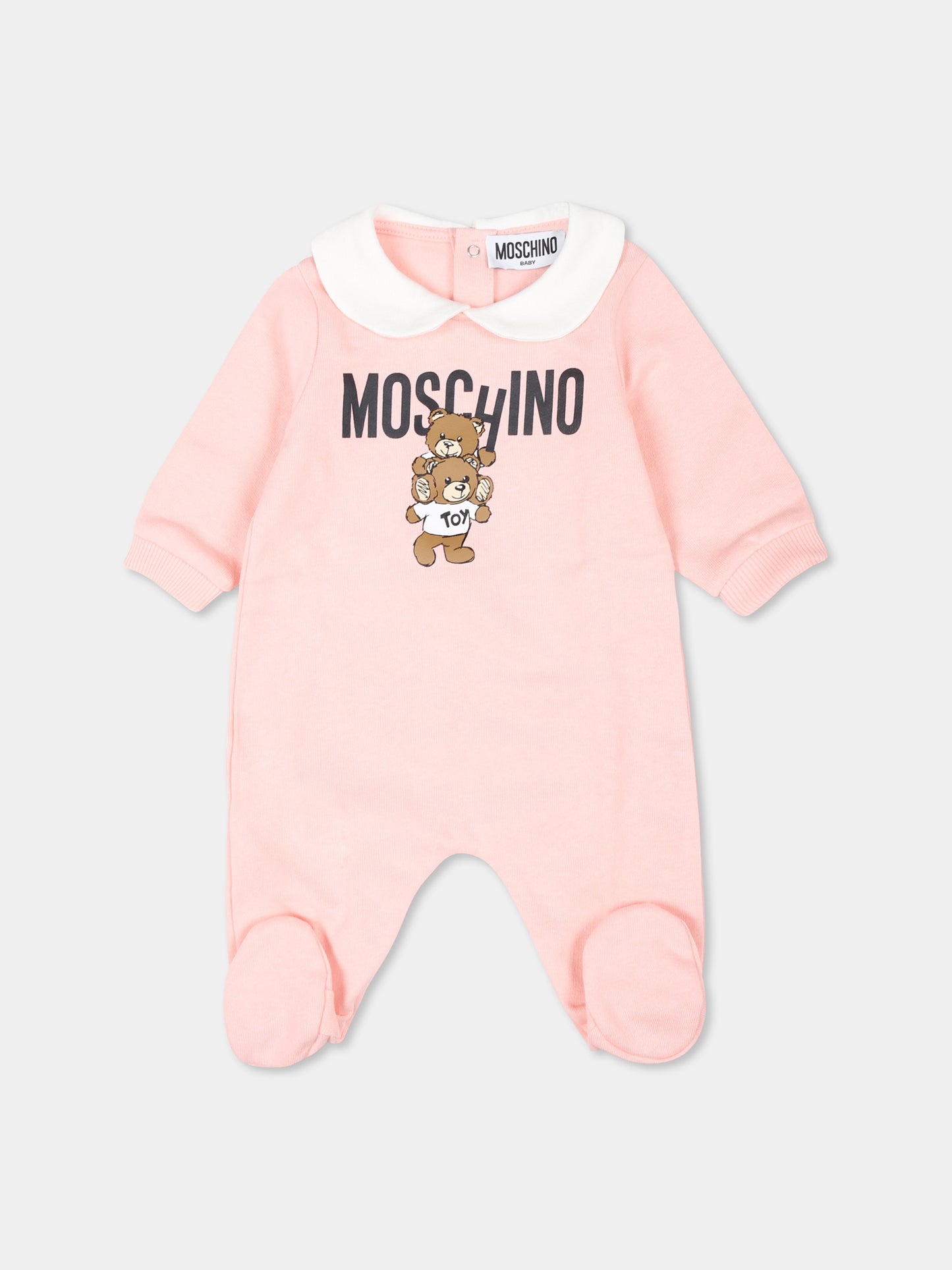 Tutina rosa per neonata con due Teddy Bears,Moschino Kids,MZY037 LCA14 50209