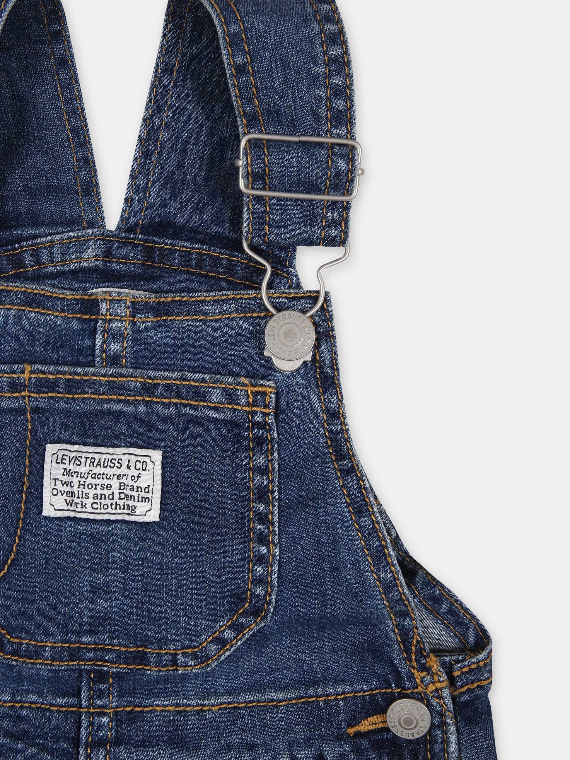 Salopette blu per neonato con logo,Levi's Kids,6ED533 MBM