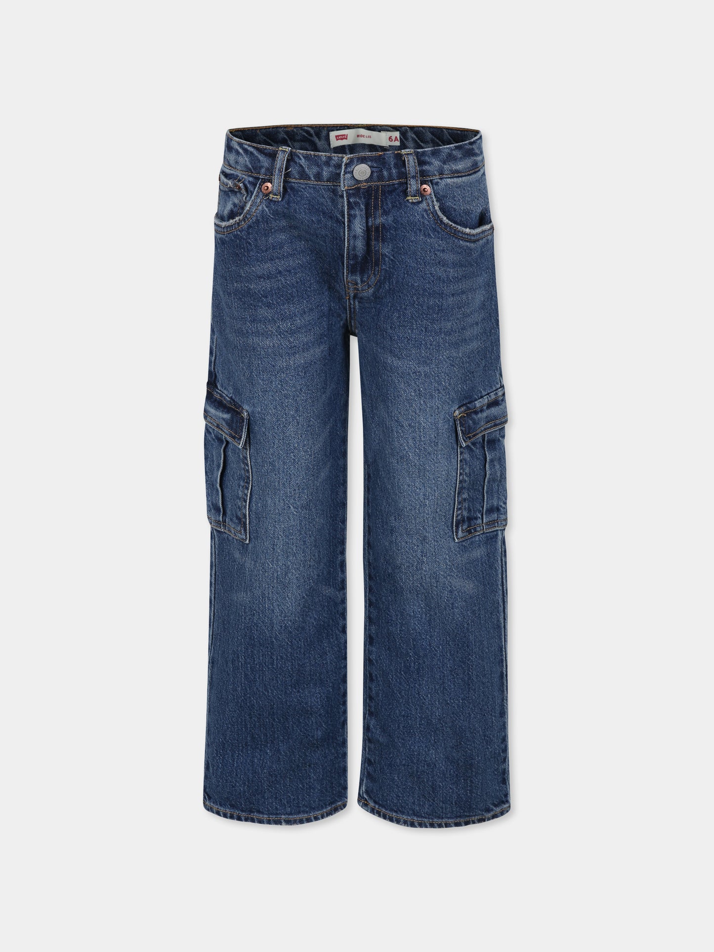 Jeans in denim  Wide Leg  per bambina con patch logato,Levi's Kids,EK991 DAC