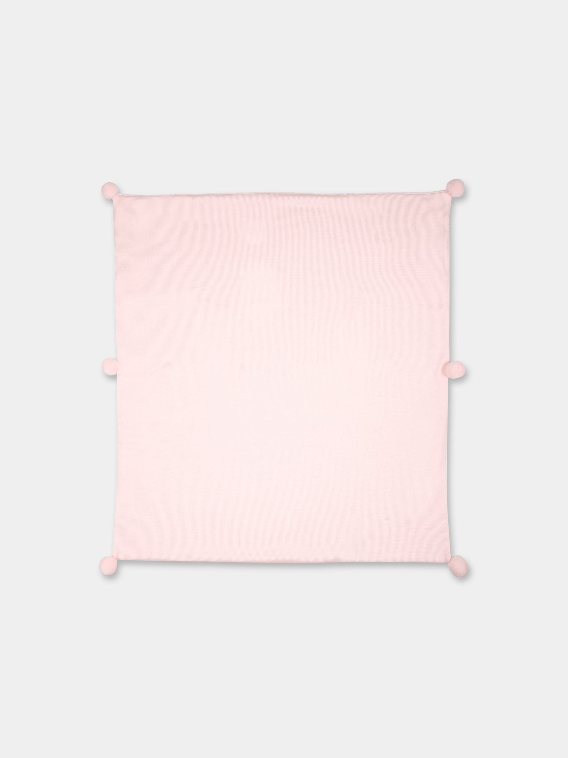 Coperta rosa per neonata con pom pon,Little Bear,9107 CIPRIA/LATTE