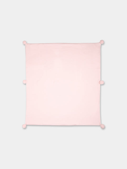 Coperta rosa per neonata con pom pon,Little Bear,9107 CIPRIA/LATTE