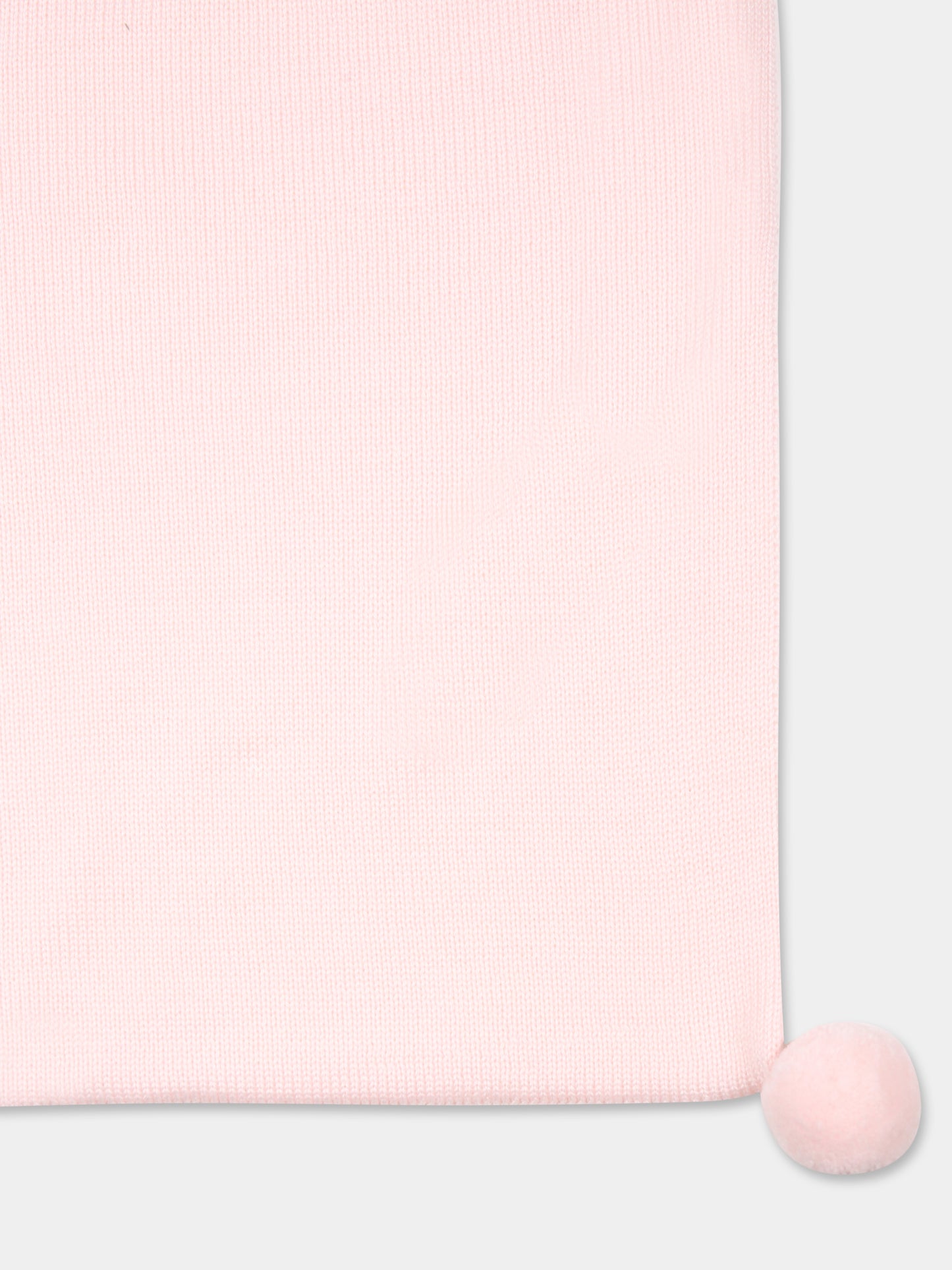 Coperta rosa per neonata con pom pon,Little Bear,9107 CIPRIA/LATTE