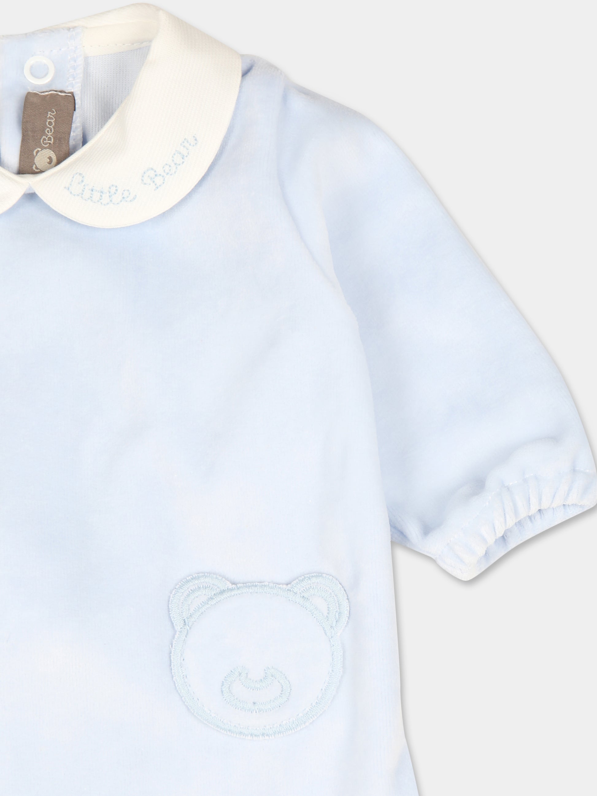 Tutina celeste per neonato con logo,Little Bear,9034 CIELO