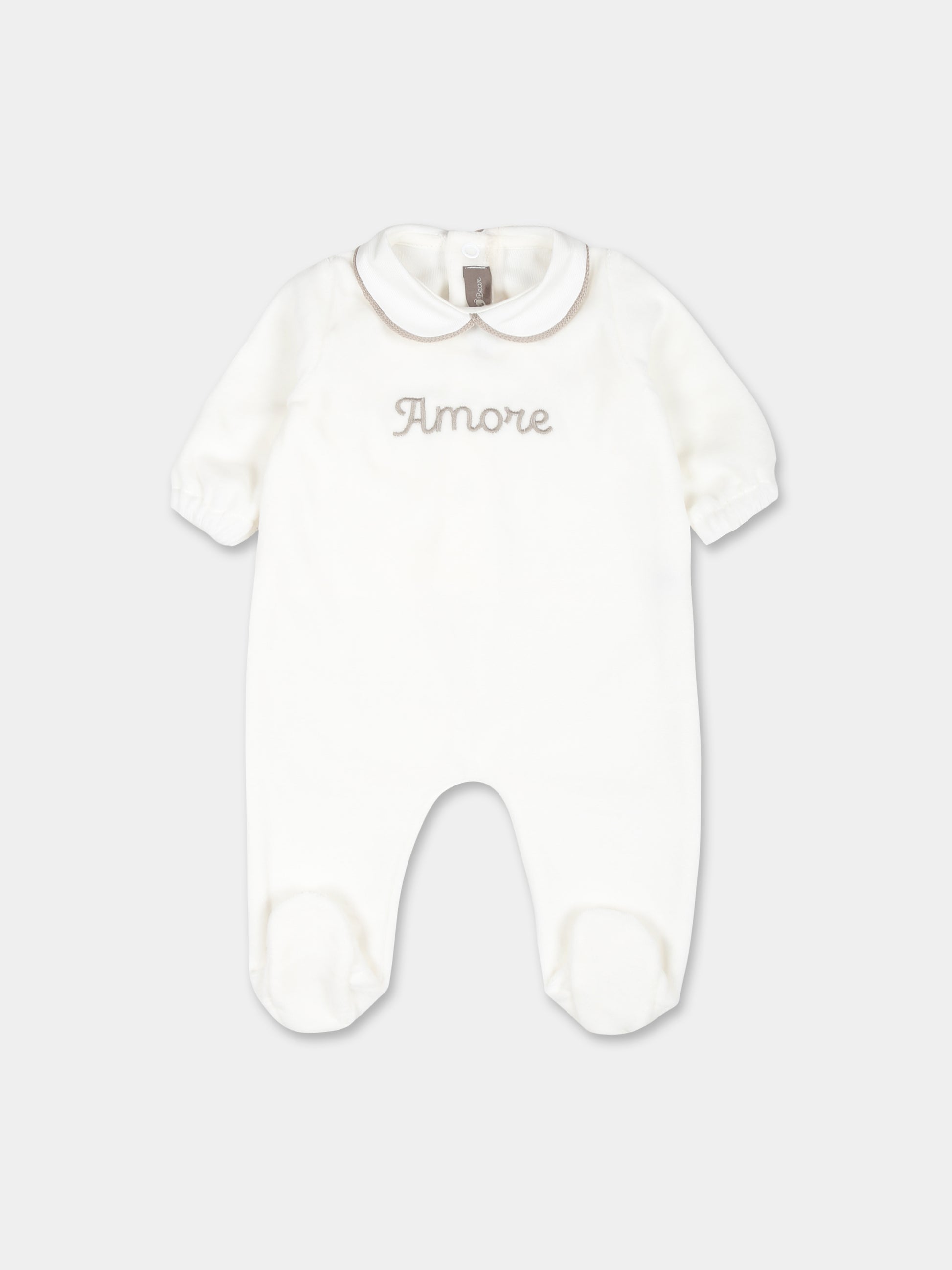 Tutina bianca per neonati con scritta Amore,Little Bear,9036 LATTE/CORDA