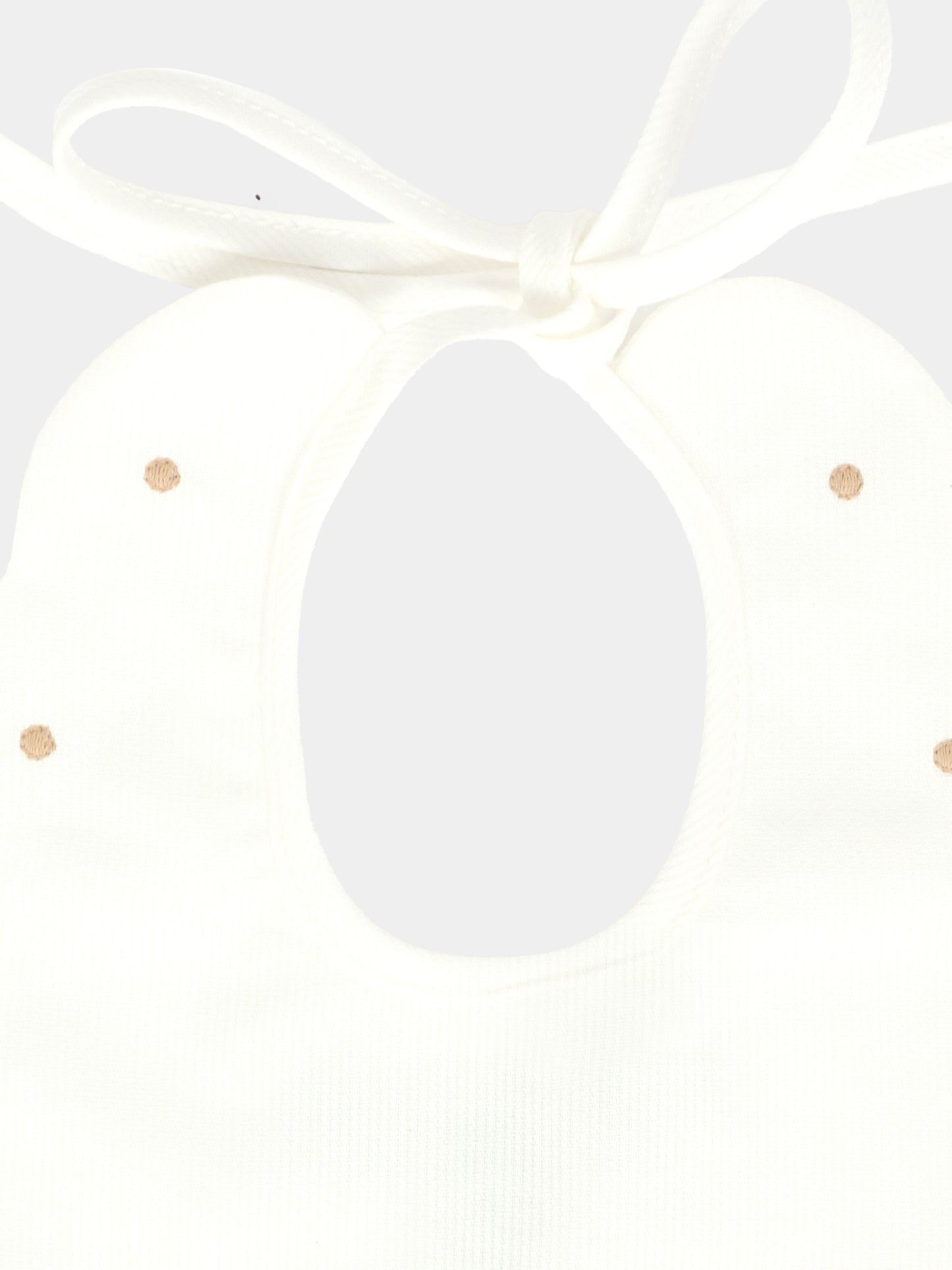 Bavaglino bianco per neonati con pois,Little Bear,2042 LATTE/TORTORA